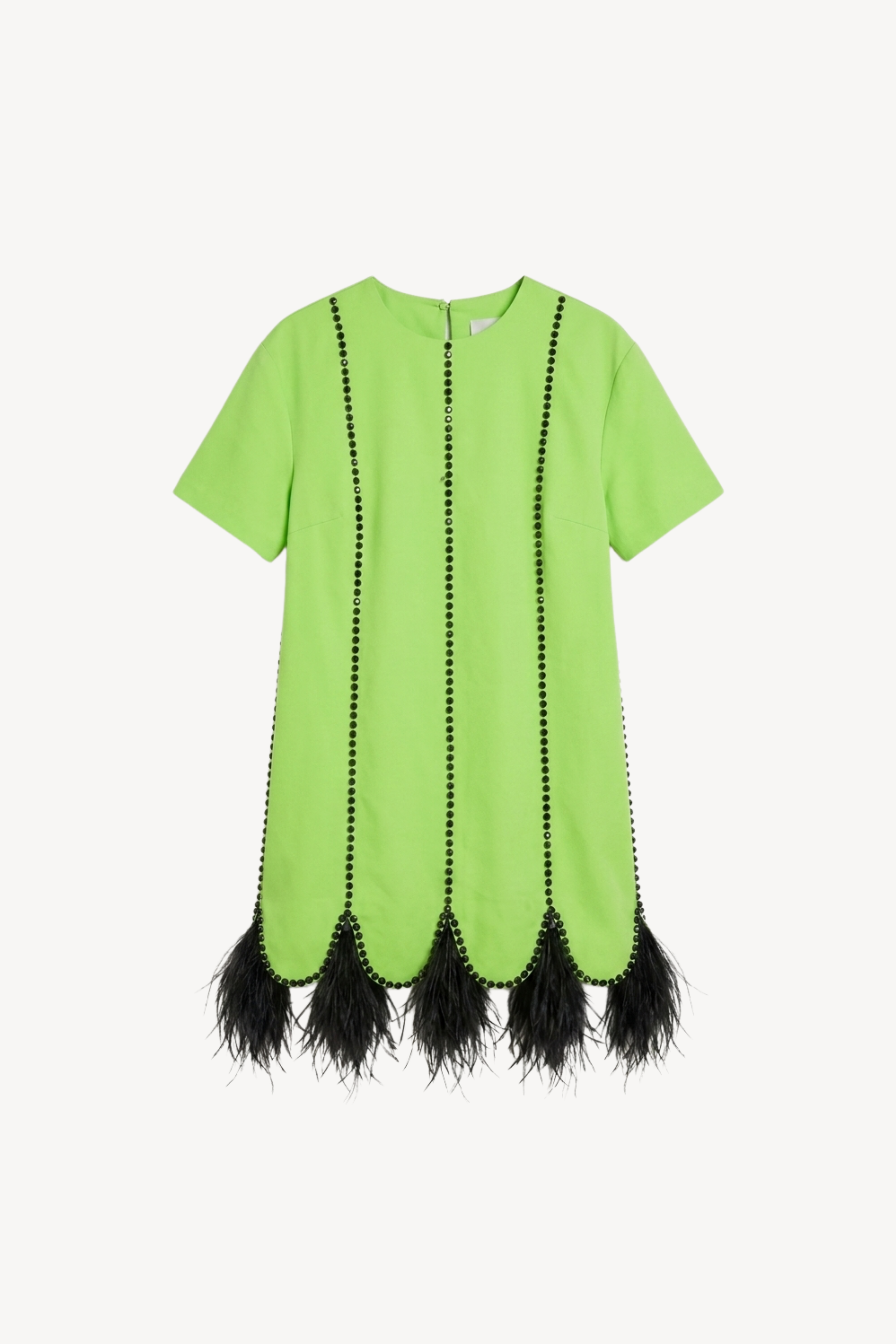 Lime Feather Trim T-Shirt Mini Dress