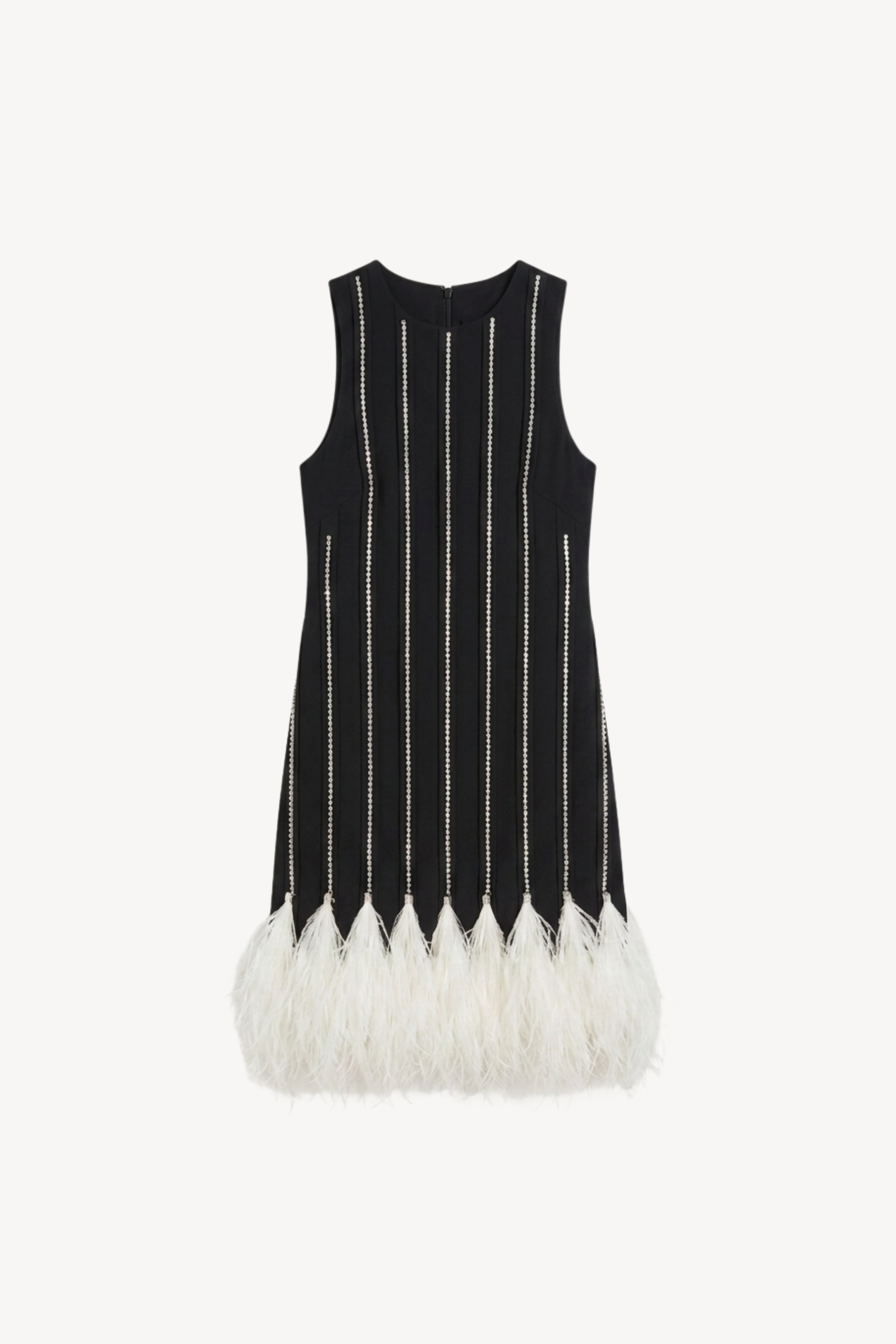 Black Feather Trim Dress