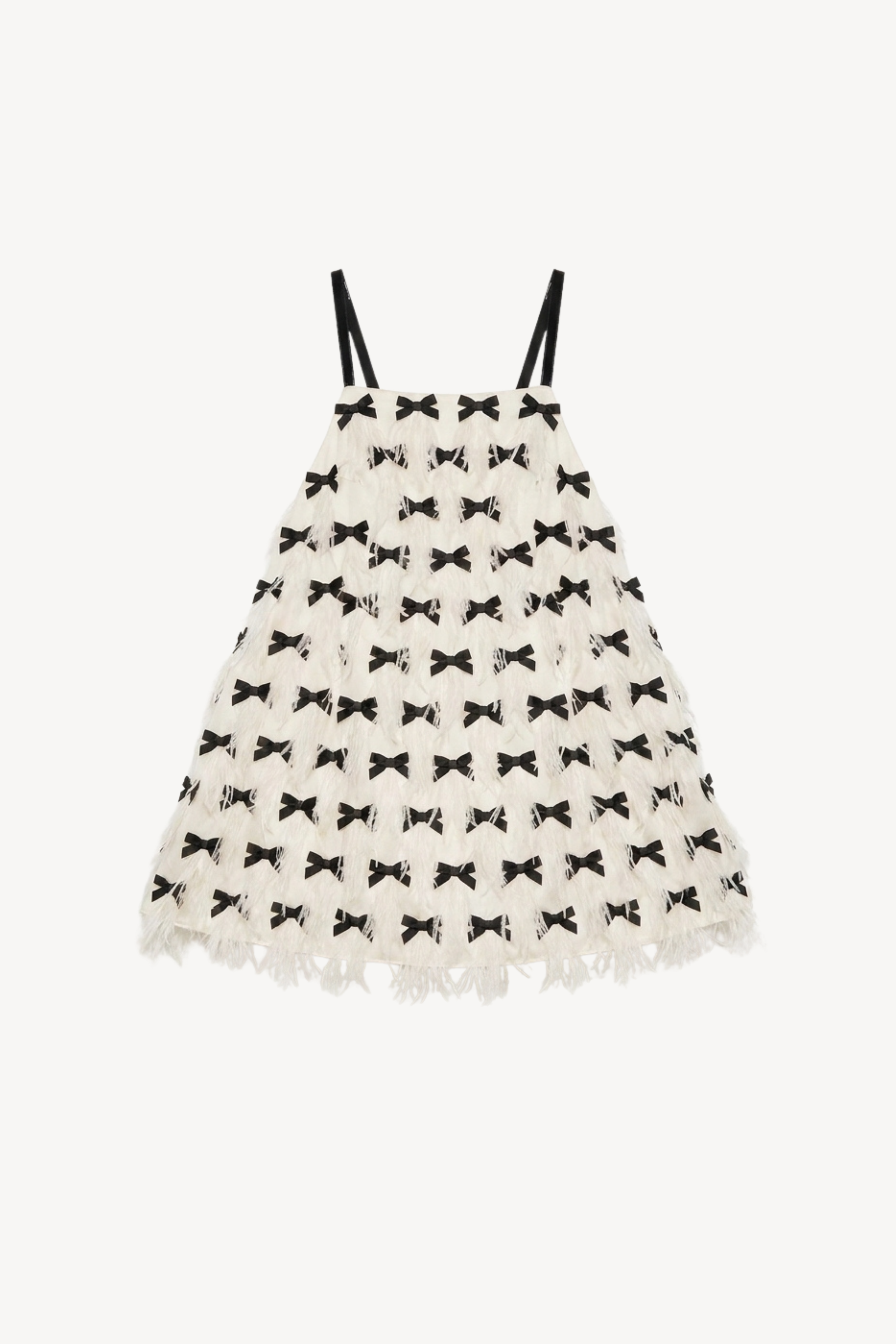 Ivory Bow Feather Mini Dress