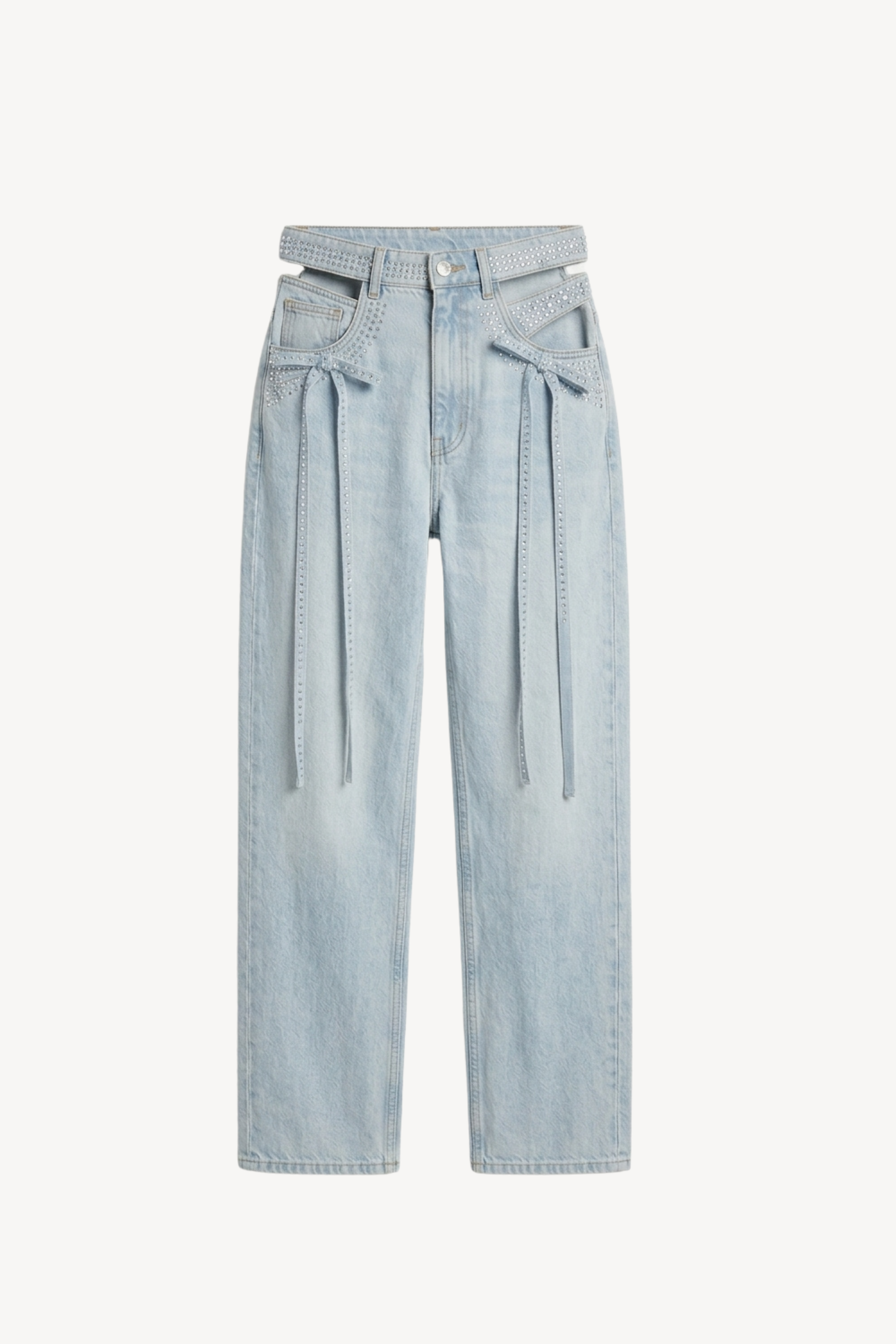 WIDE LEG CUT-OUT WAIST DENIM JEANS