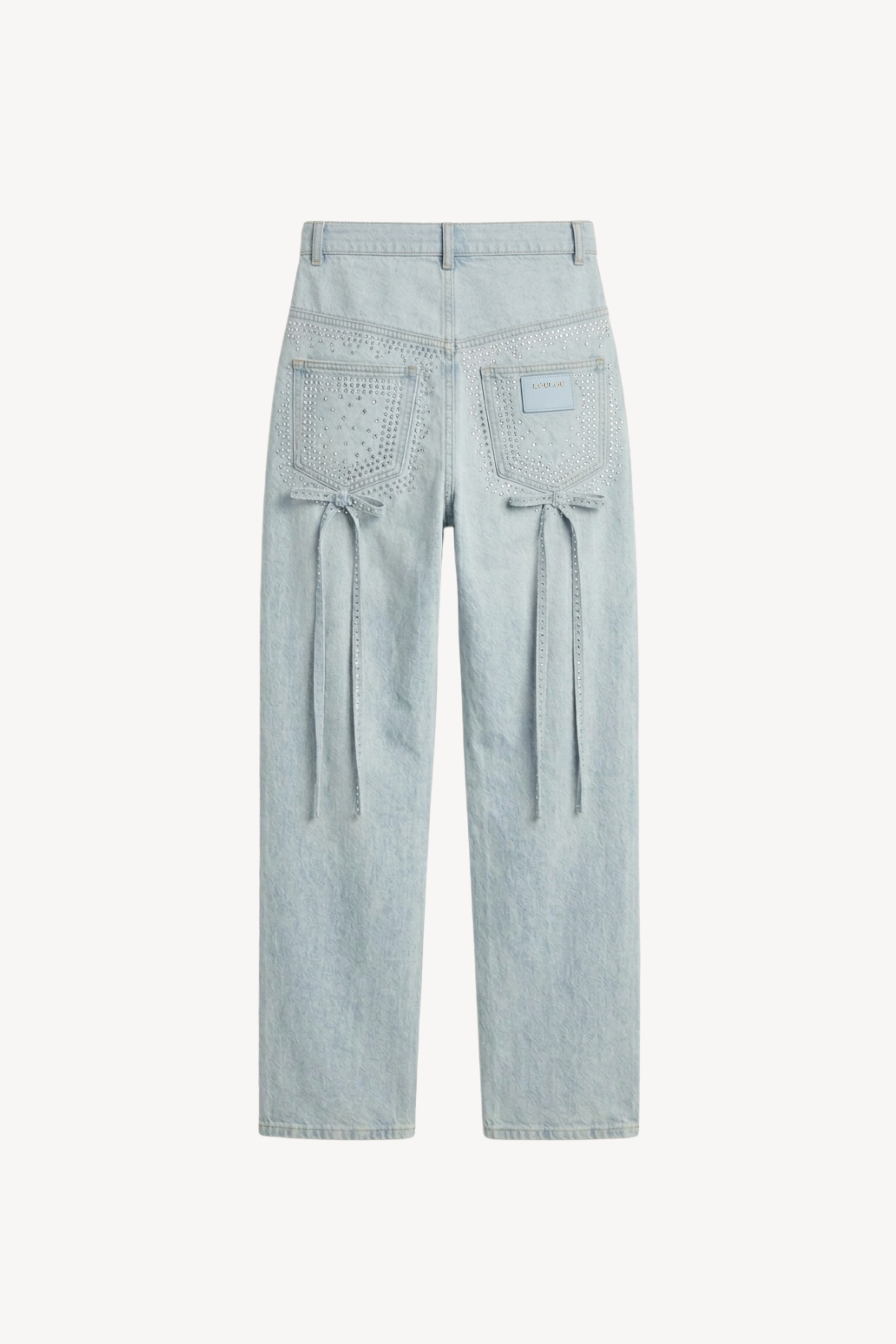 WIDE LEG CUT-OUT WAIST DENIM JEANS