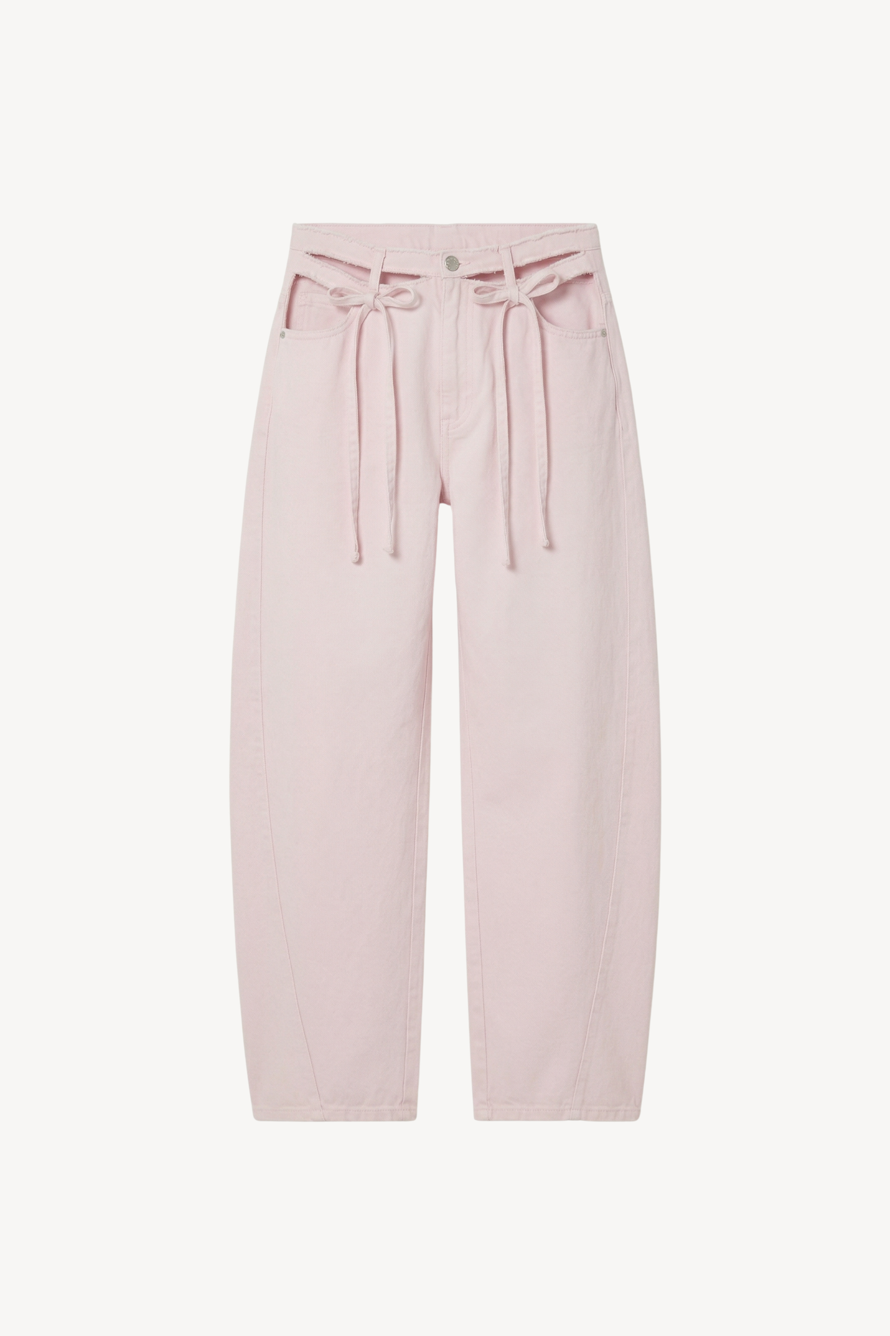 BOW CUT-OUT WAIST DENIM JEANS