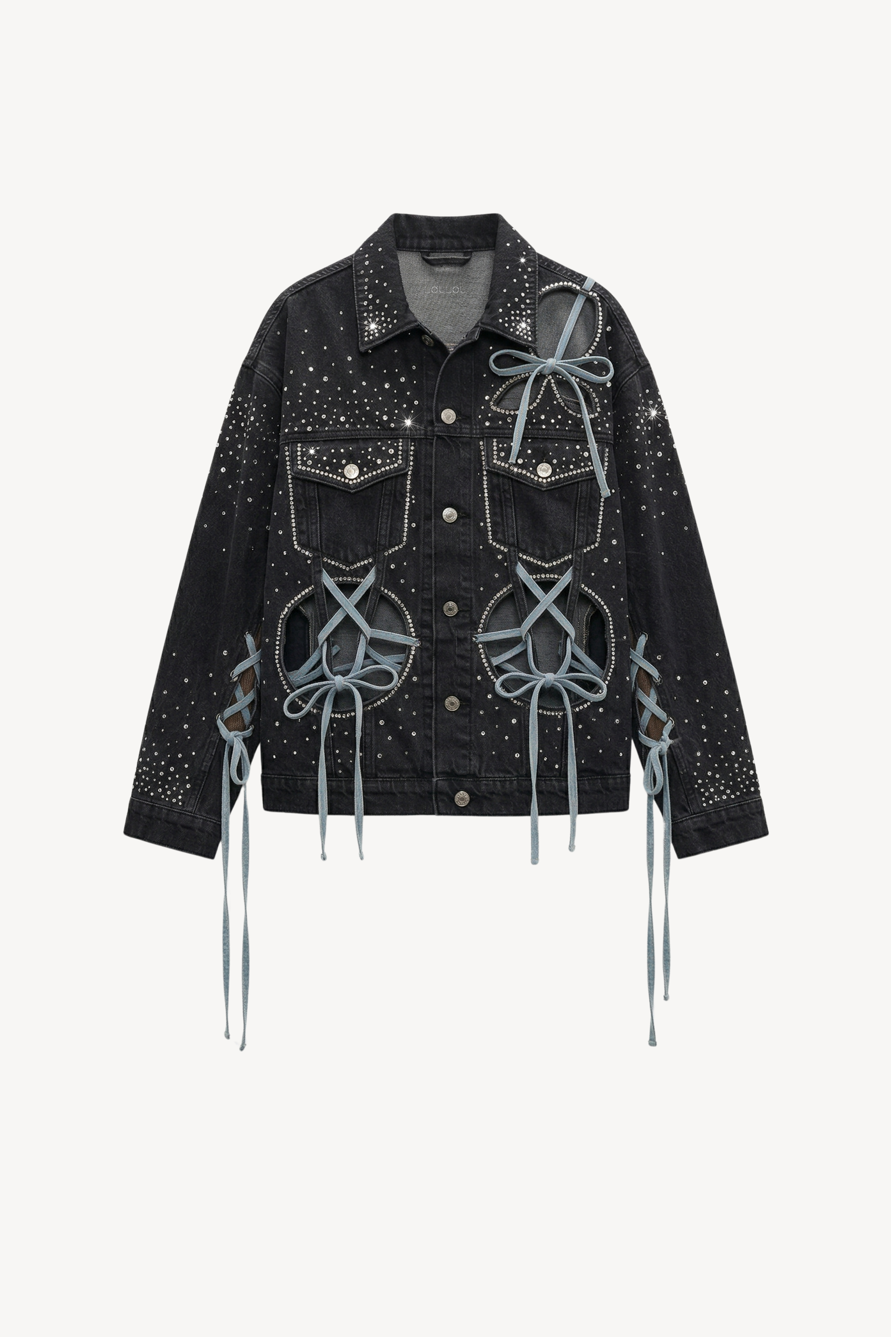 CRYSTAL DENIM JACKET IN WASHED BLACK