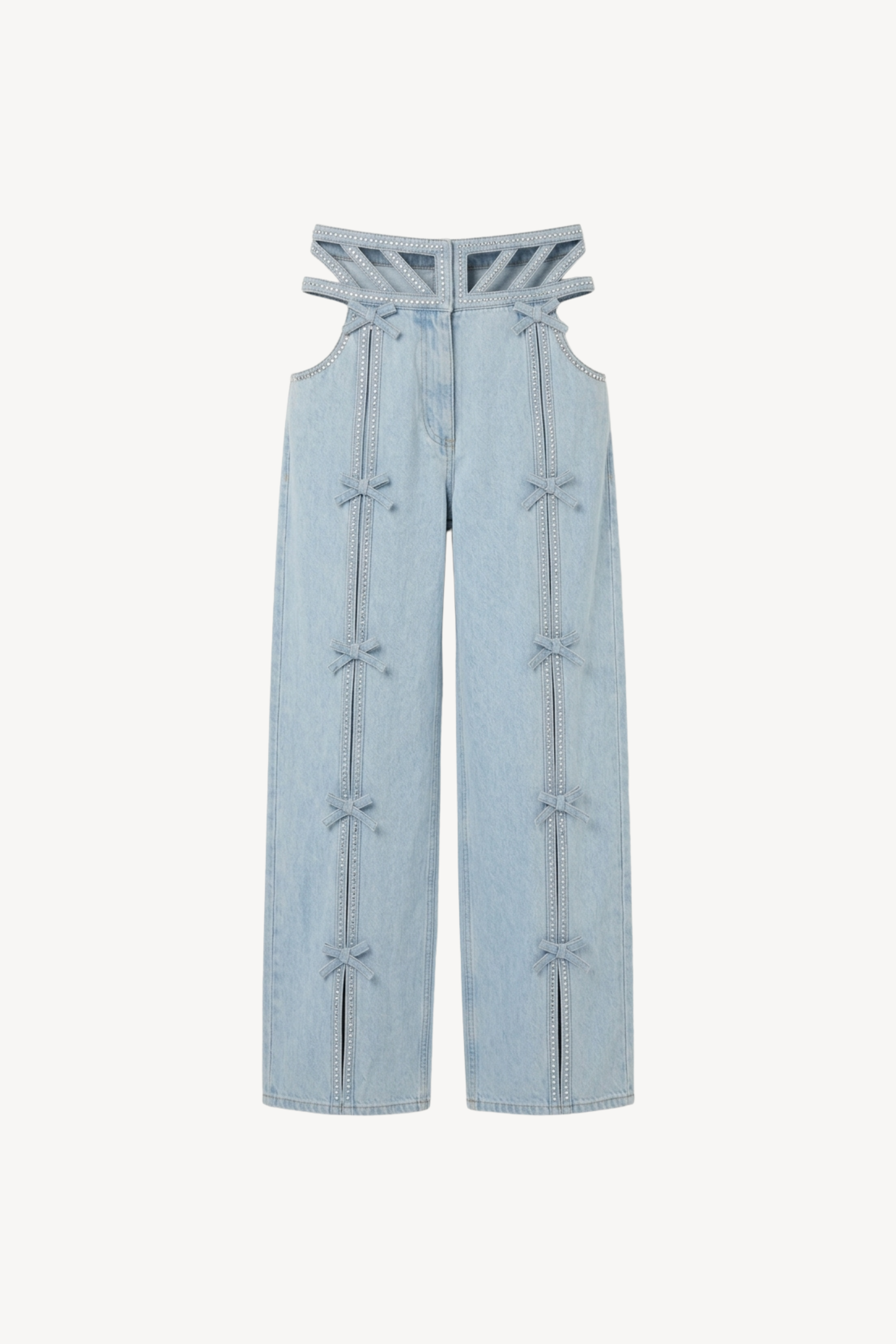 HIGH-WAIST CUT-OUT DENIM JEANS