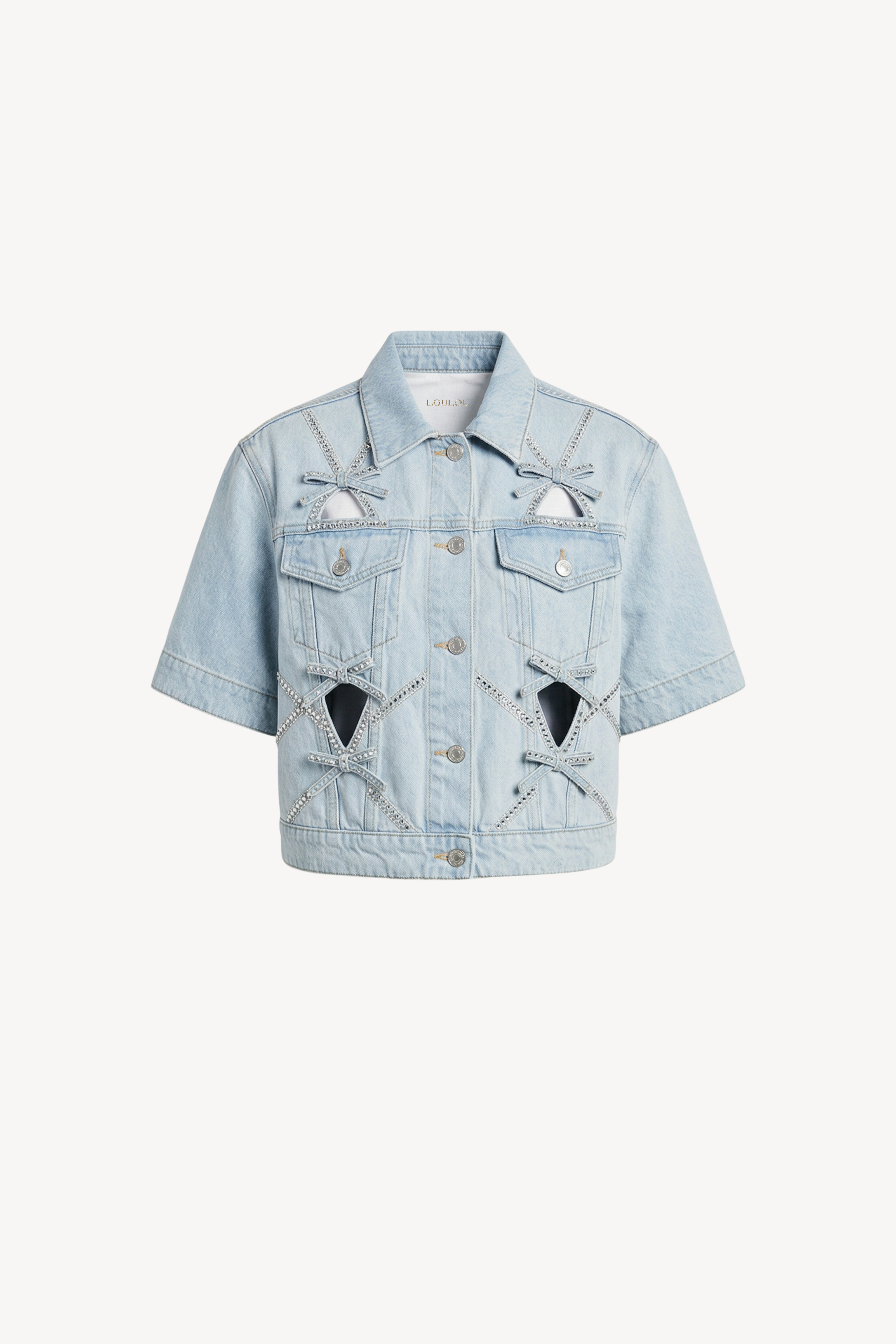 CROPPED DENIM JACKET IN LIGHT BLUE