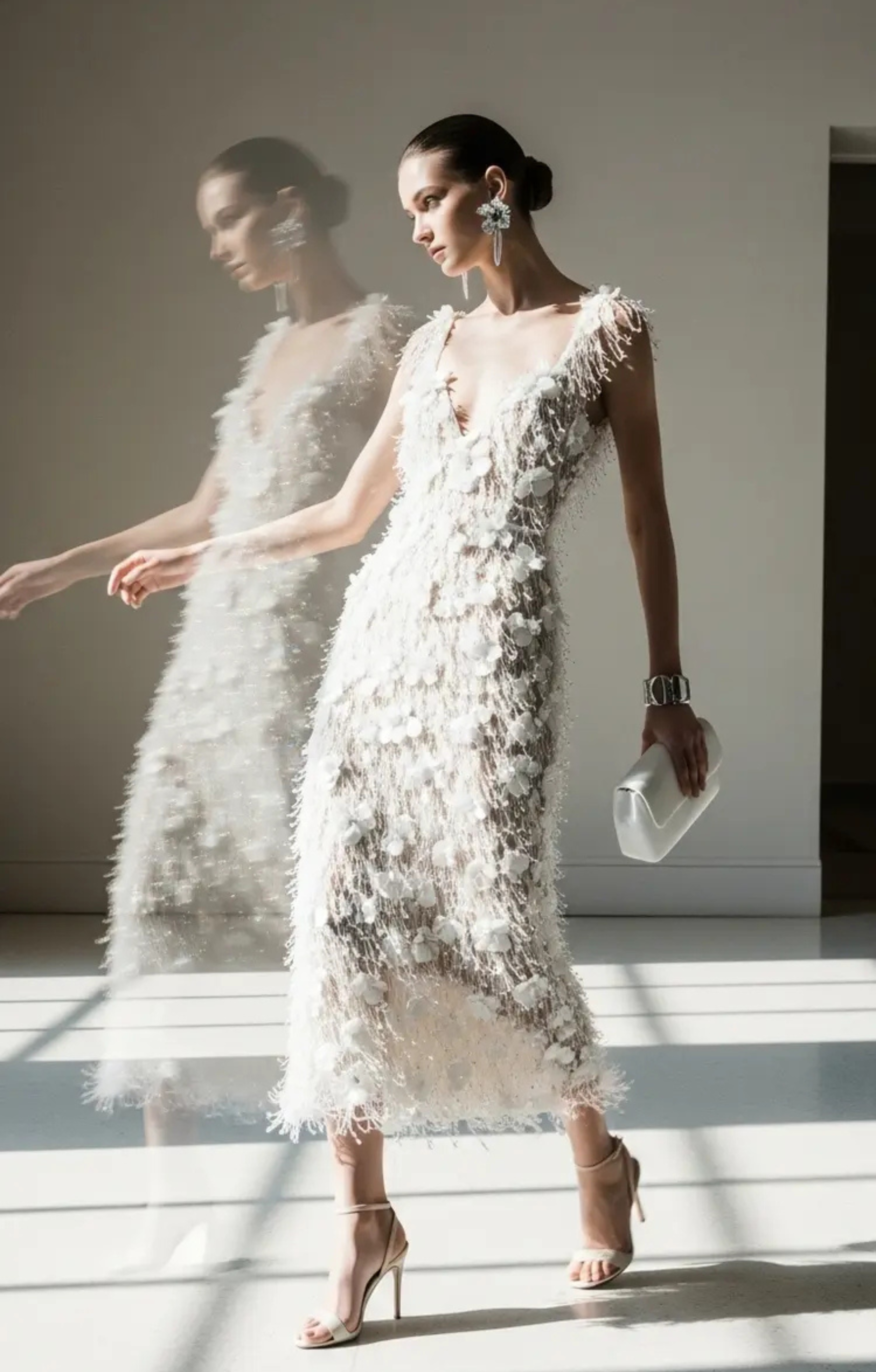 BEADED FLORAL MIDI DRESS