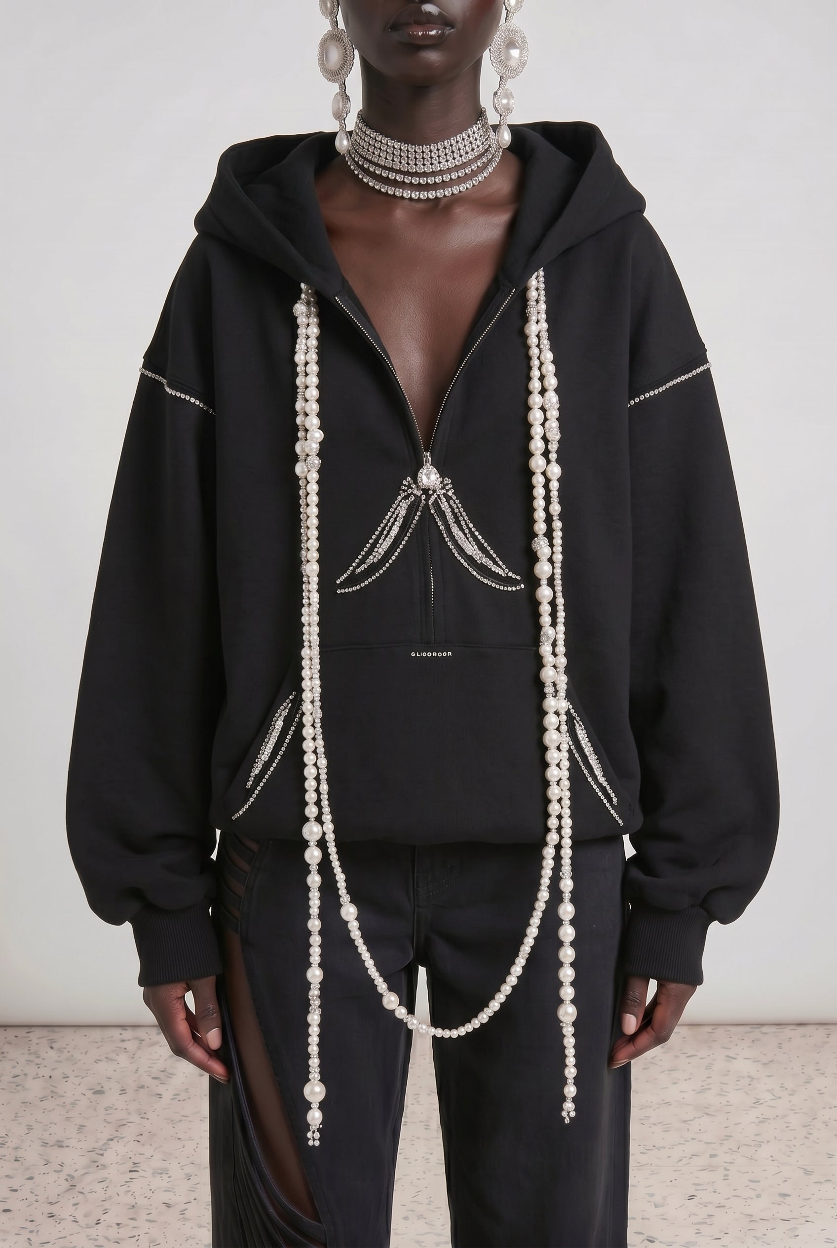 LOULOU Pearl-Trim Hoodie - photo 2