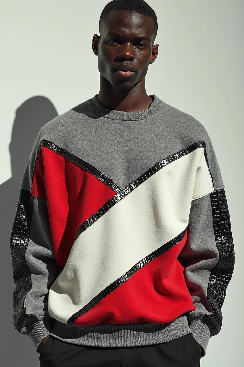 Diagonal Color Block Sweatshirt