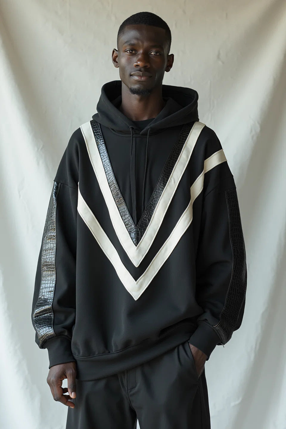 Two-Tone V-Neck Hoodie