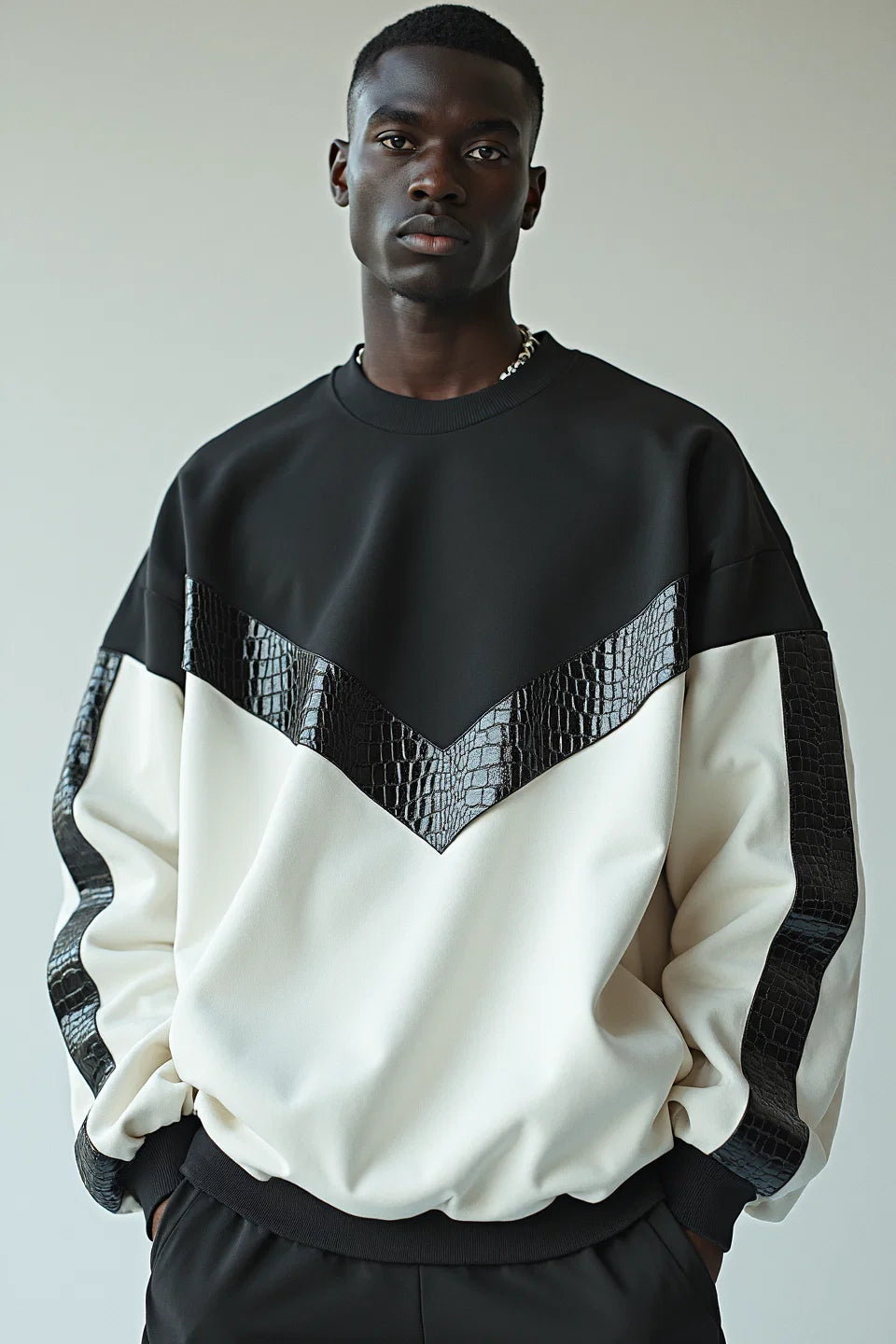 V-Cut Panel Sweatshirt