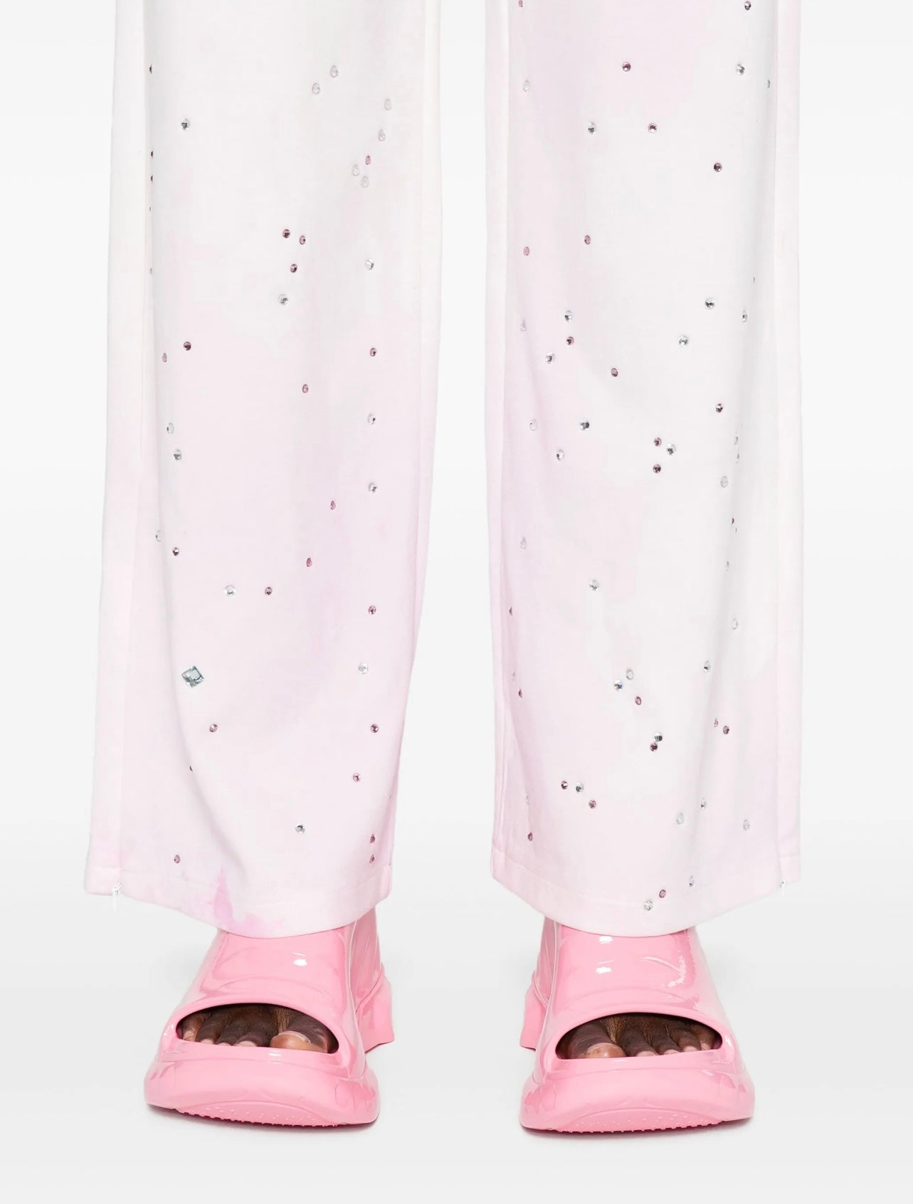 BLEACHED COTTON TRACK PANTS IN PINK