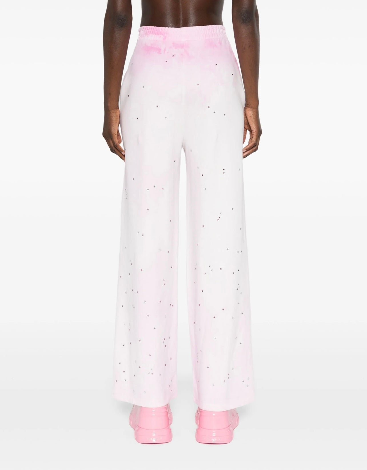 BLEACHED COTTON TRACK PANTS IN PINK