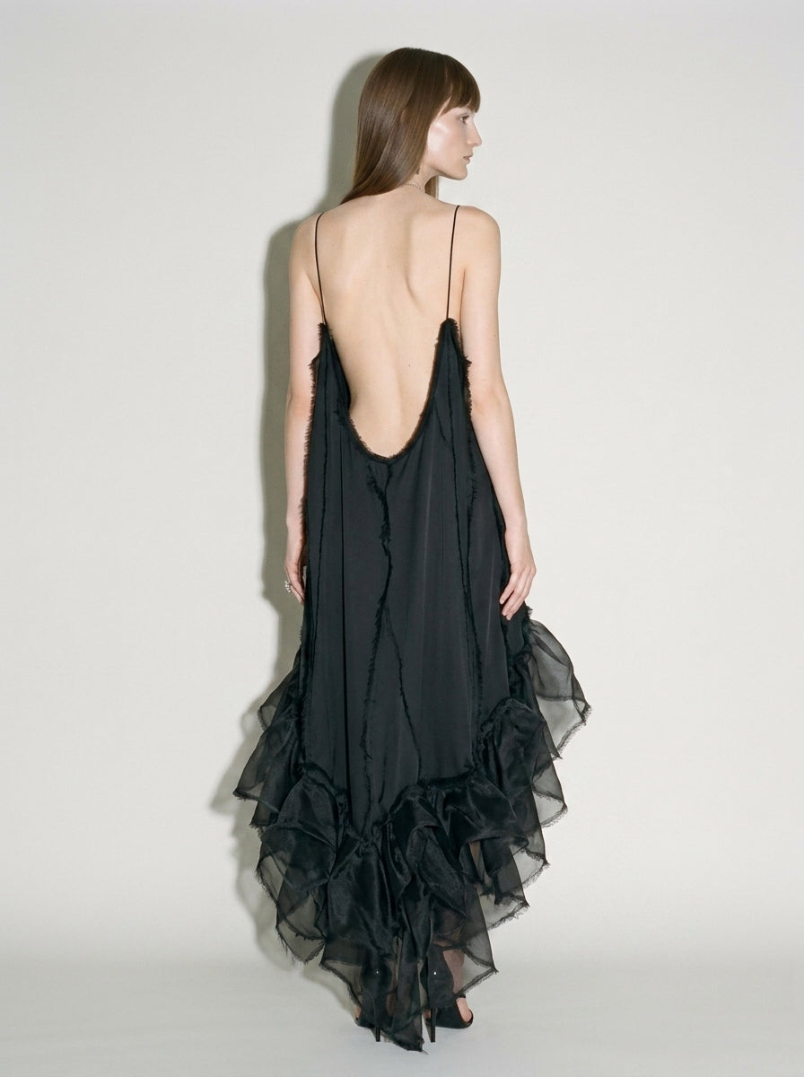 L'Éclat Deconstructed Silk Maxi Dress back view