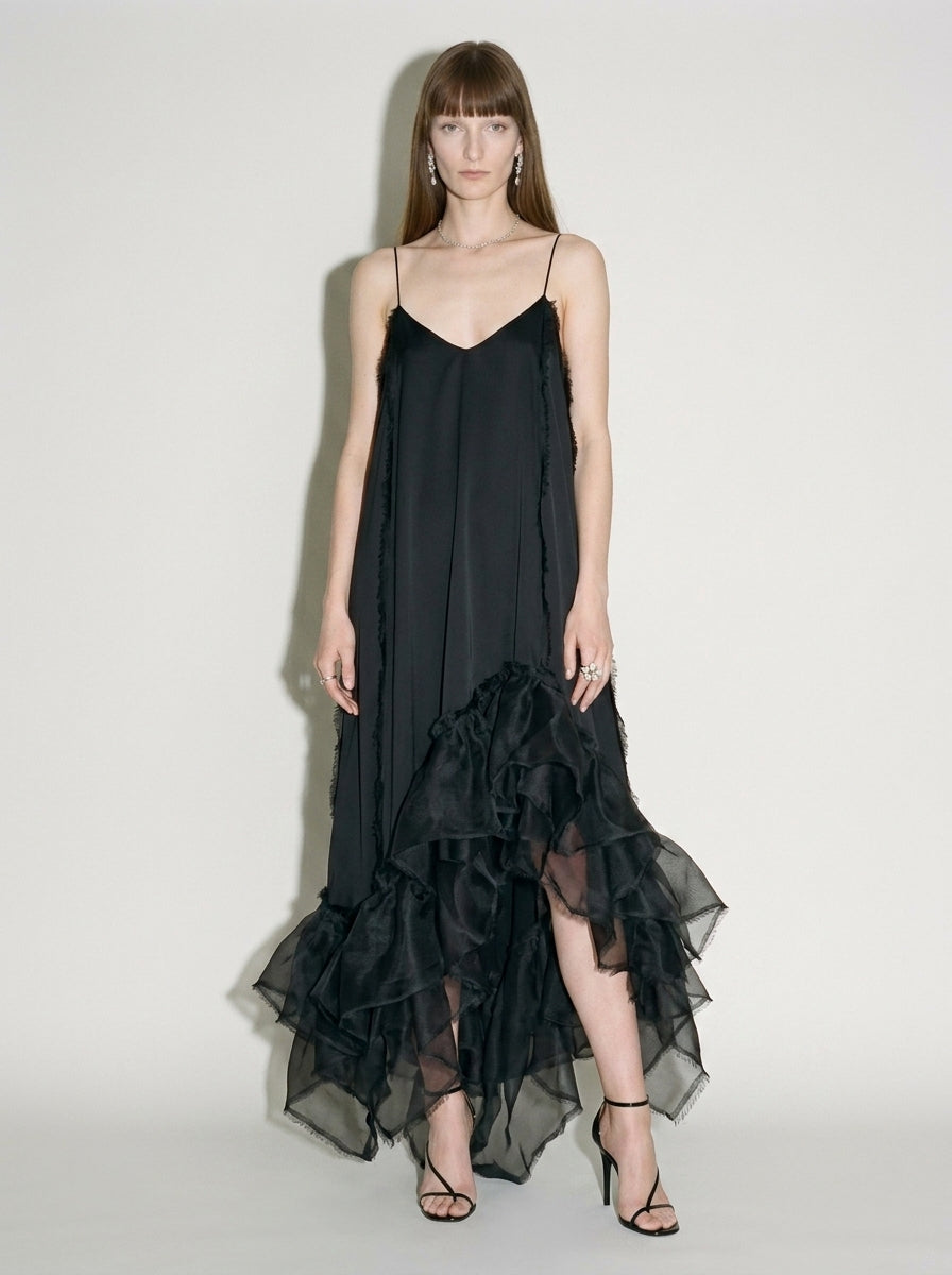 L'Éclat Deconstructed Silk Maxi Dress front view