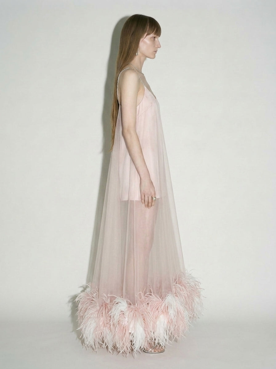 Feather Detailed Gown