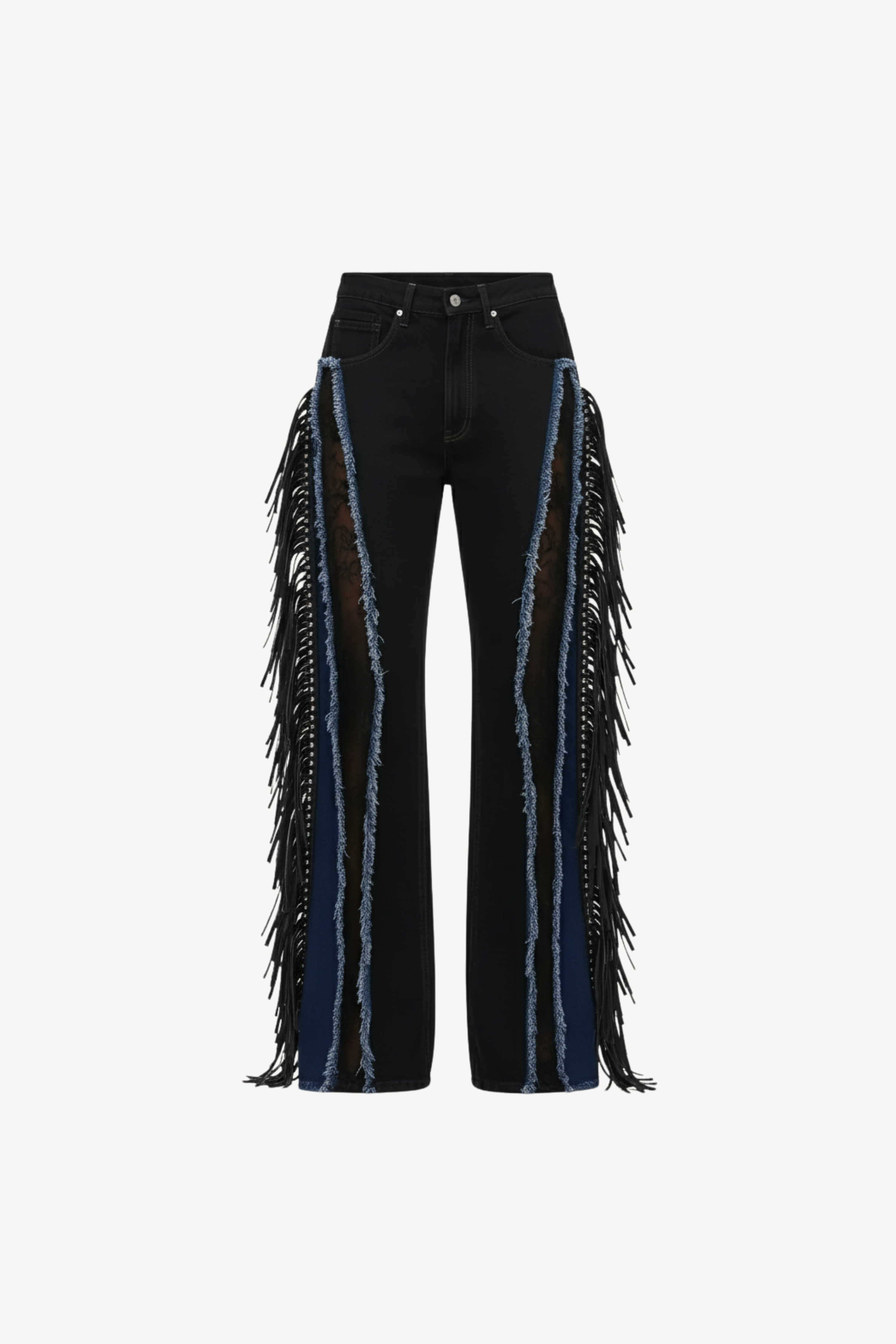 DENIM FRINGE JEANS