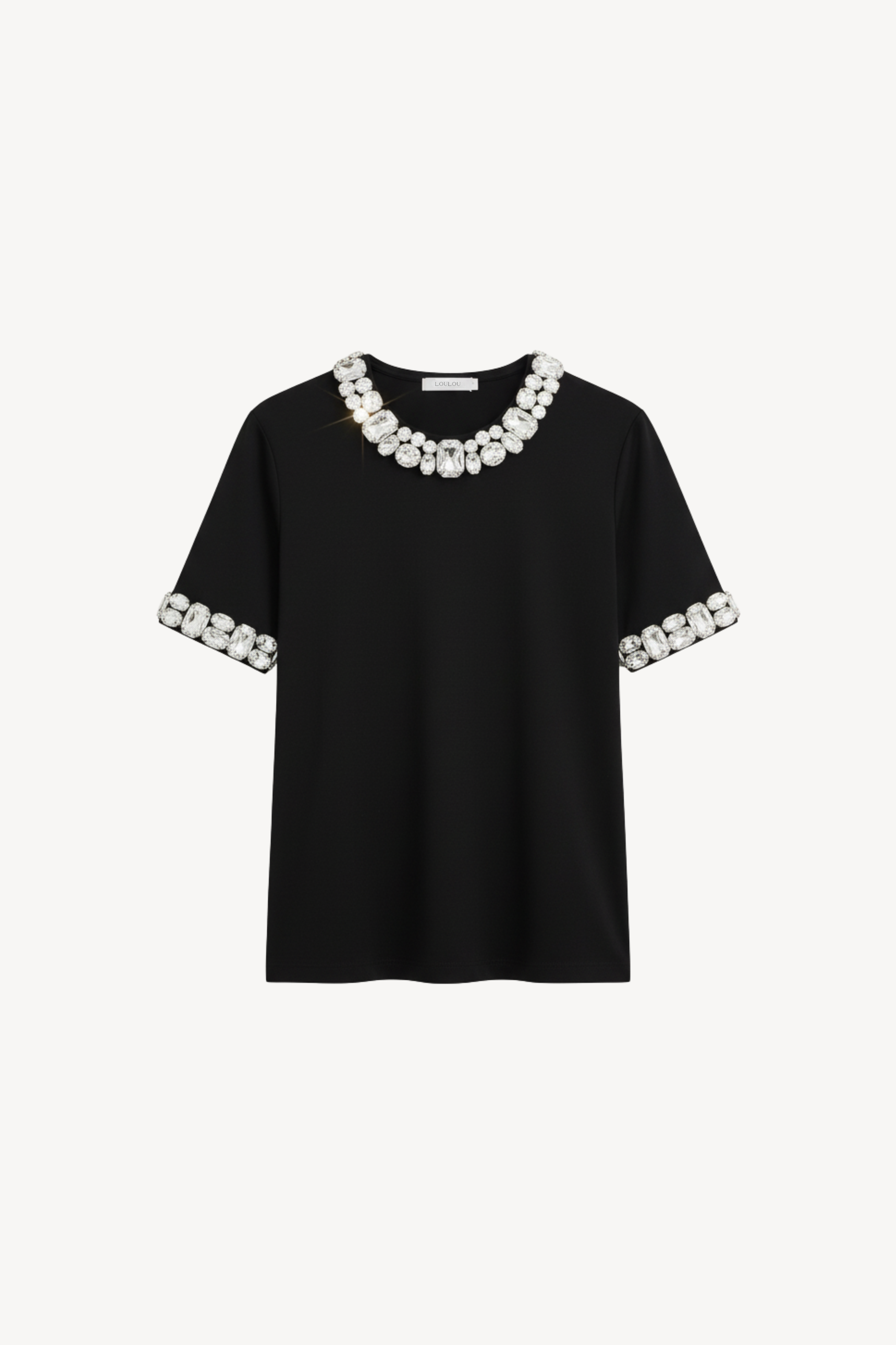 CRYSTAL-COLLAR T-SHIRT