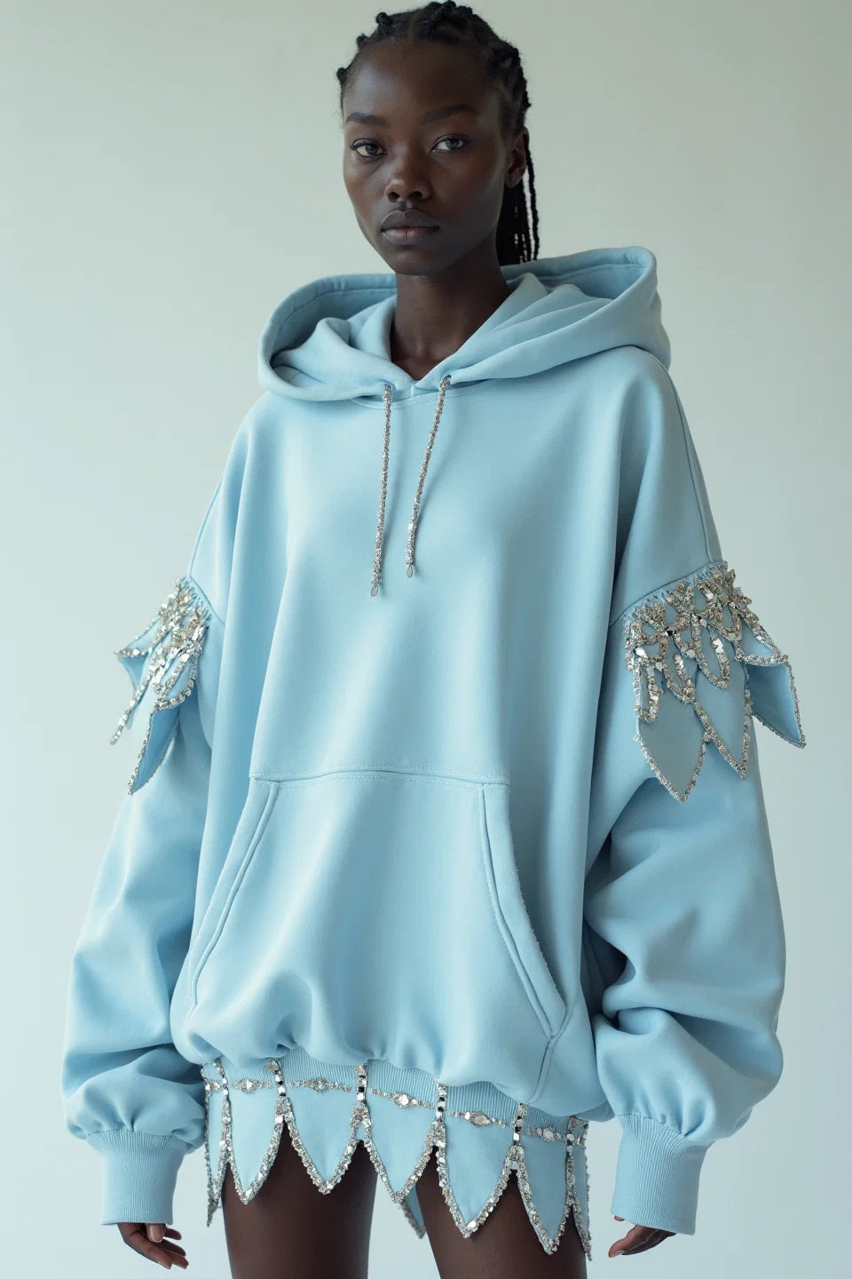 CRYSTAL-TRIM SKY HOODIE