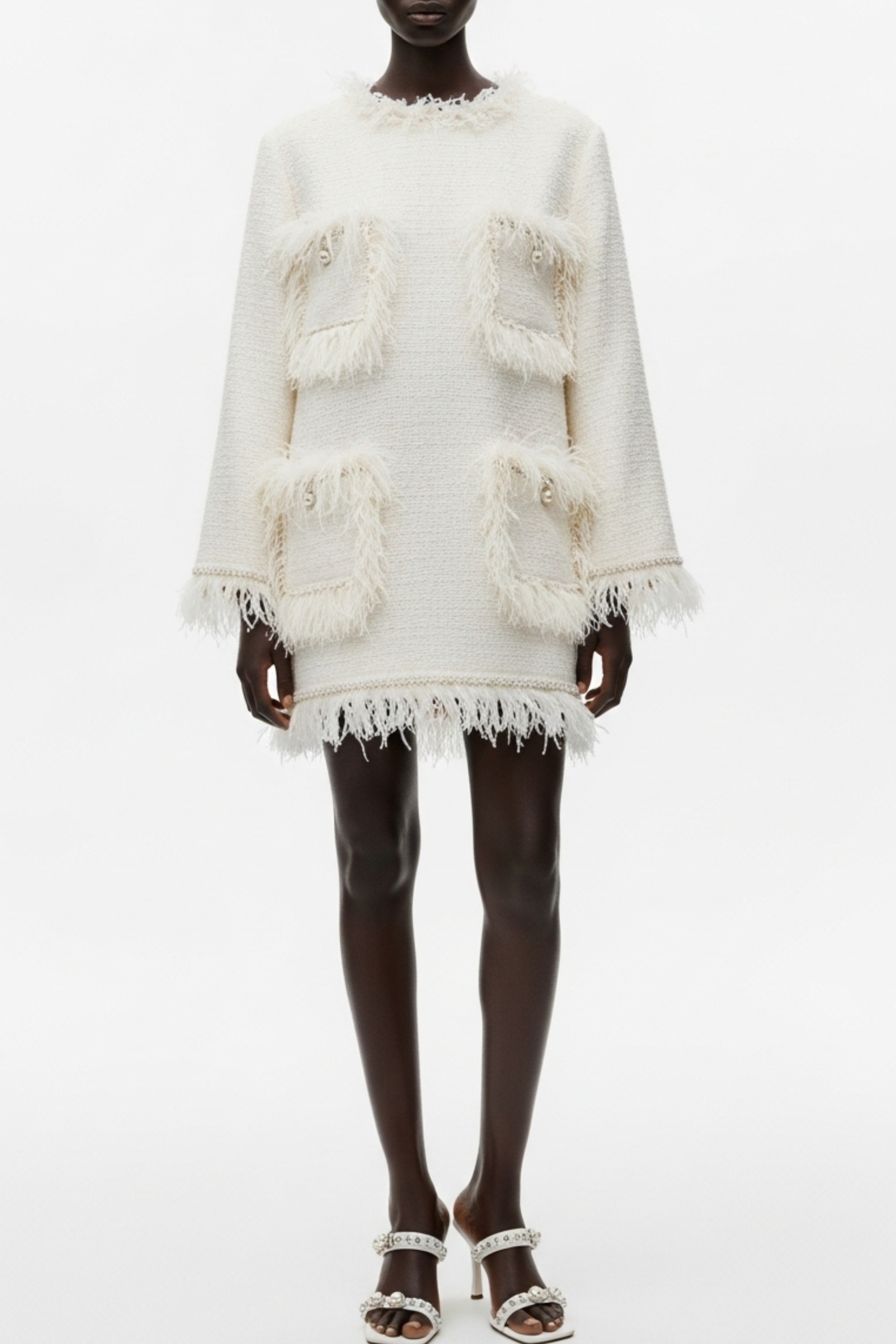FRINGE-TRIM MINI DRESS