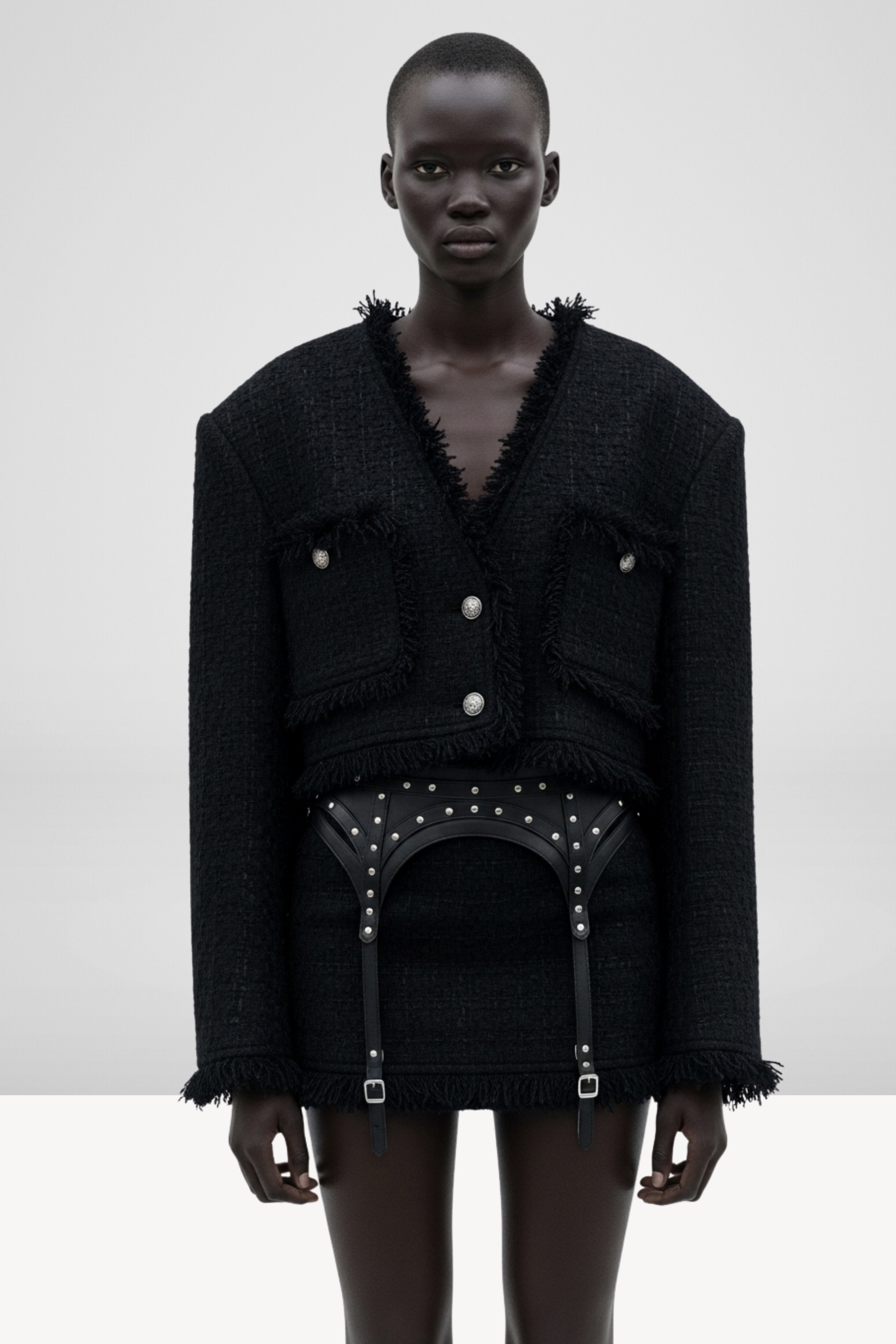 CROPPED BOUCLÉ JACKET AND SKIRT SET