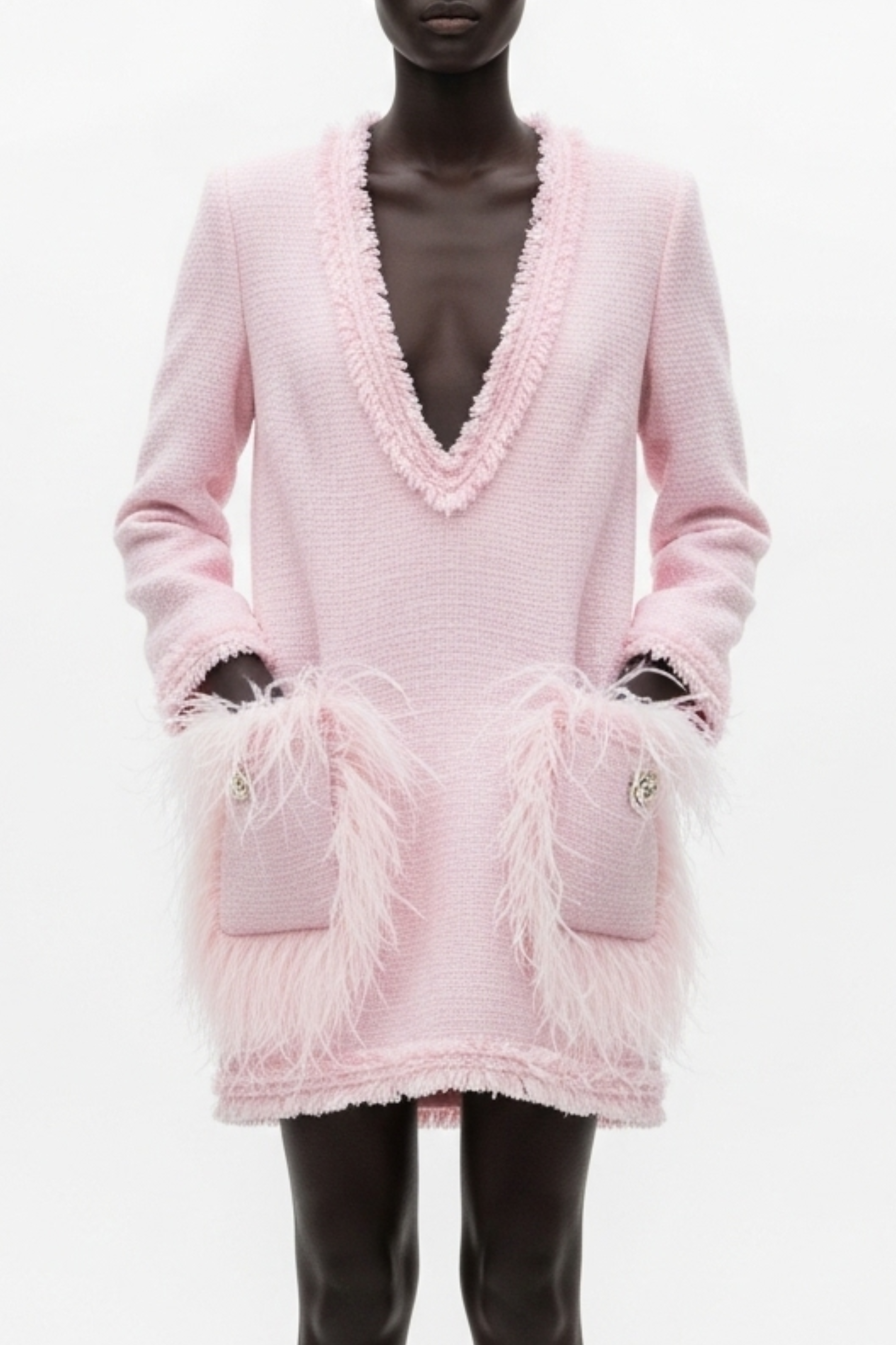 FEATHER-POCKET MINI DRESS