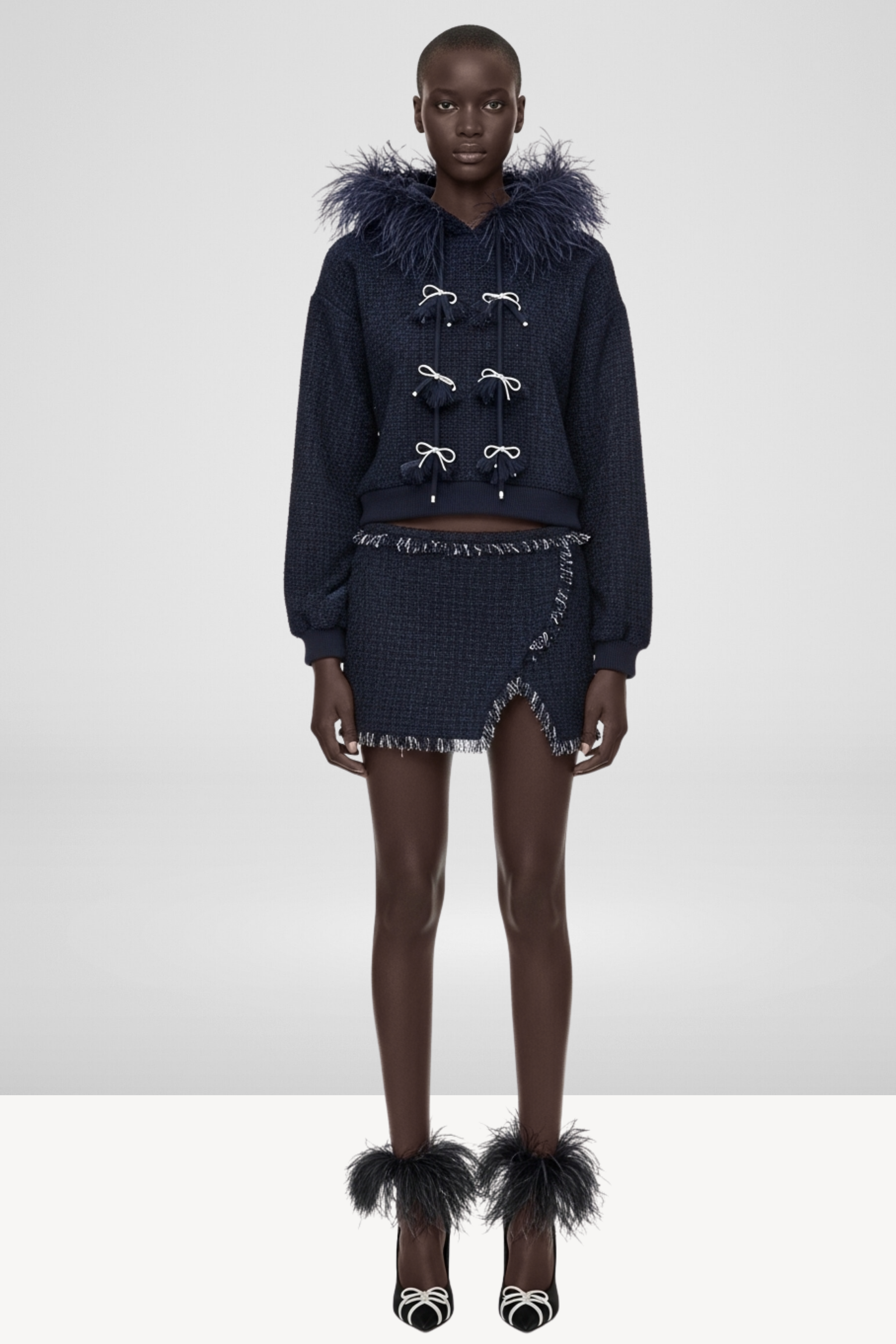 TWEED HOODIE AND SKIRT SET