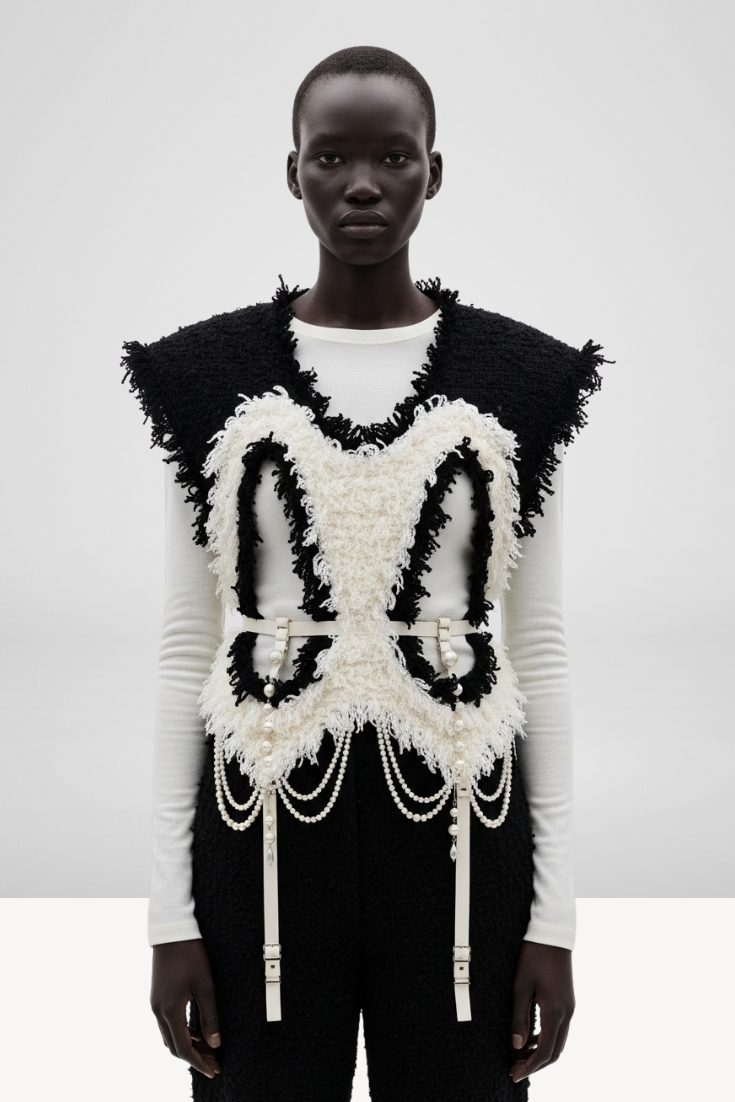 PEARL-TRIM BOUCLÉ VEST