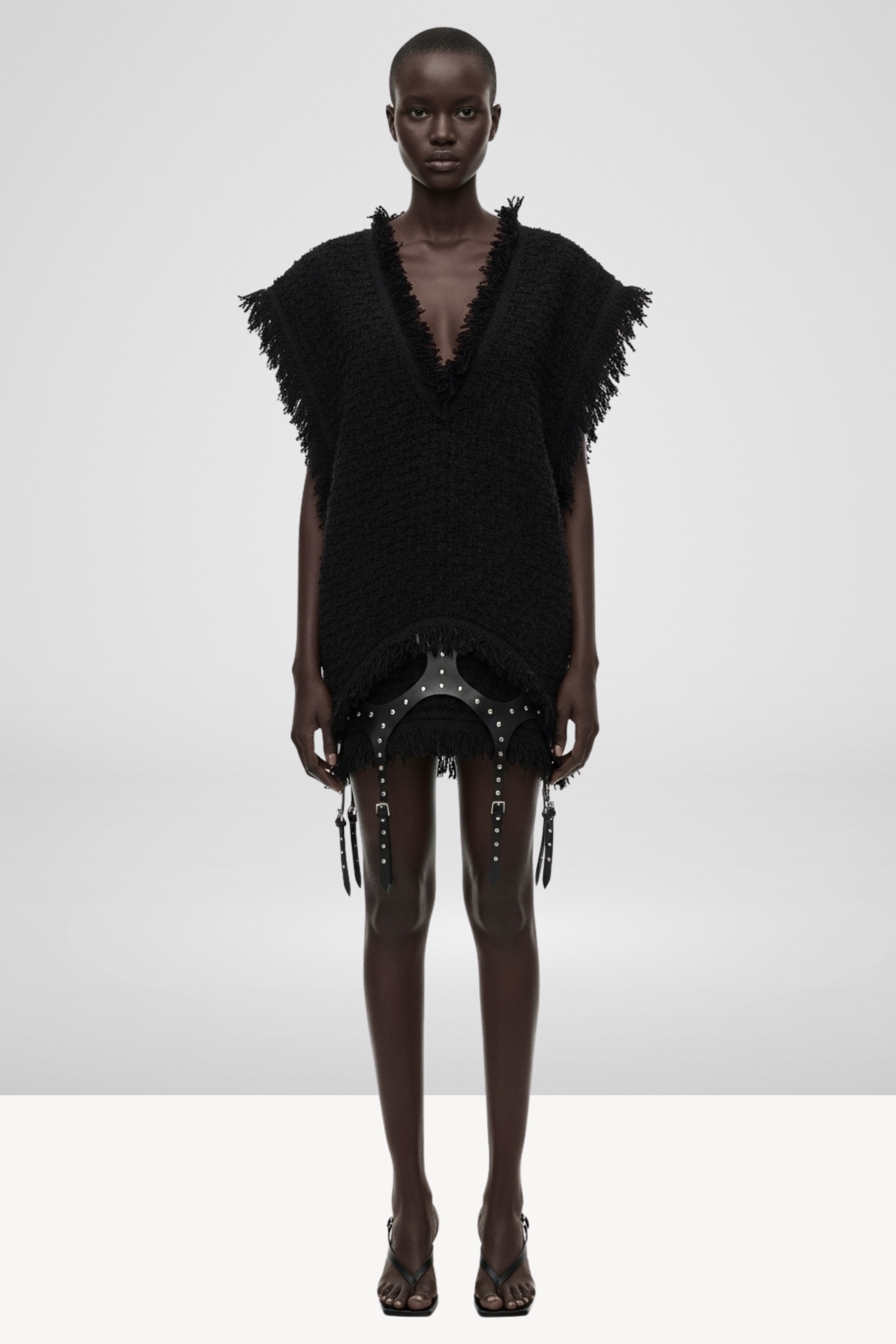 FRAYED BOUCLÉ MINI DRESS