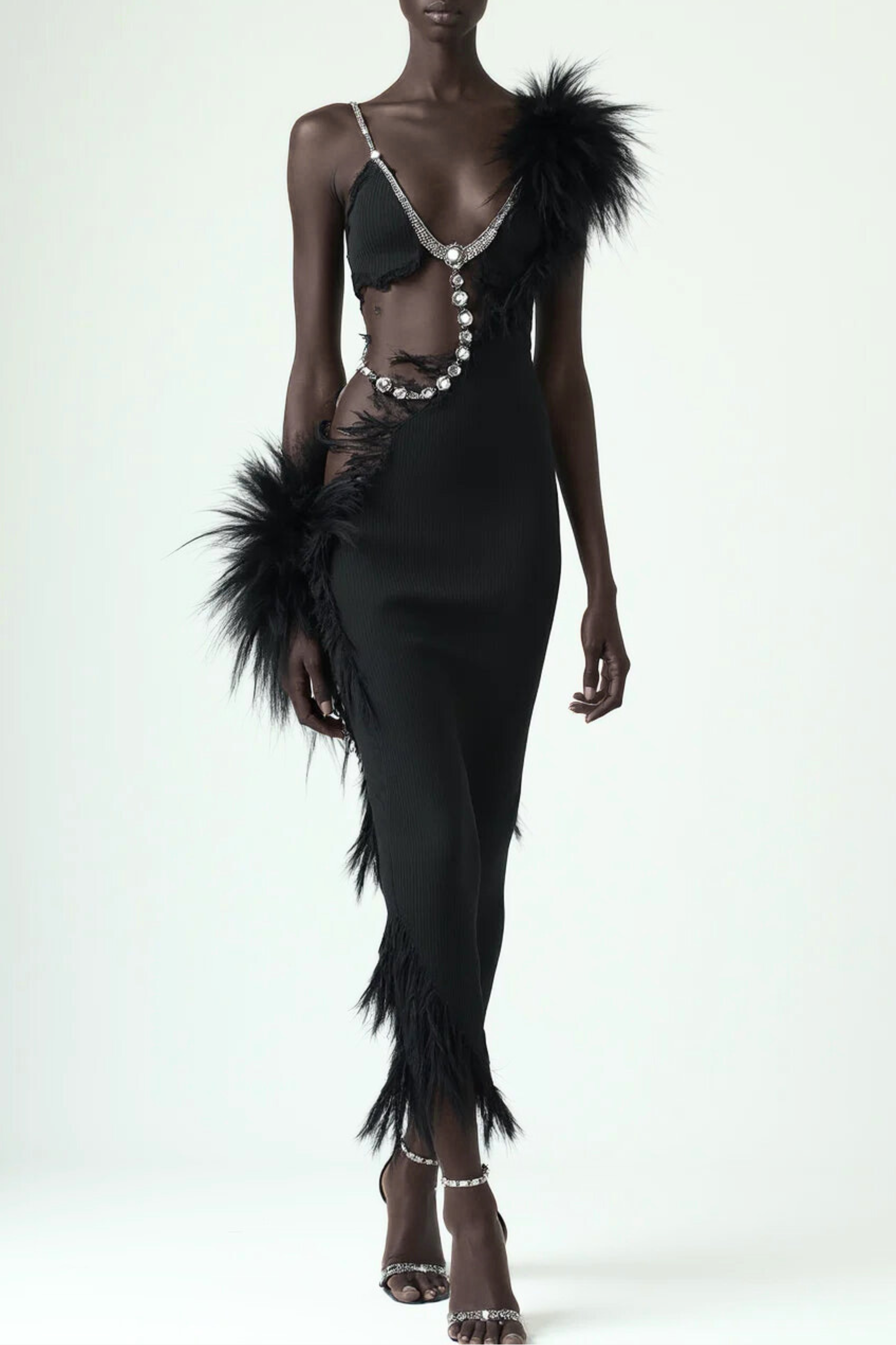 CRYSTAL STRAP CUT-OUT DRESS