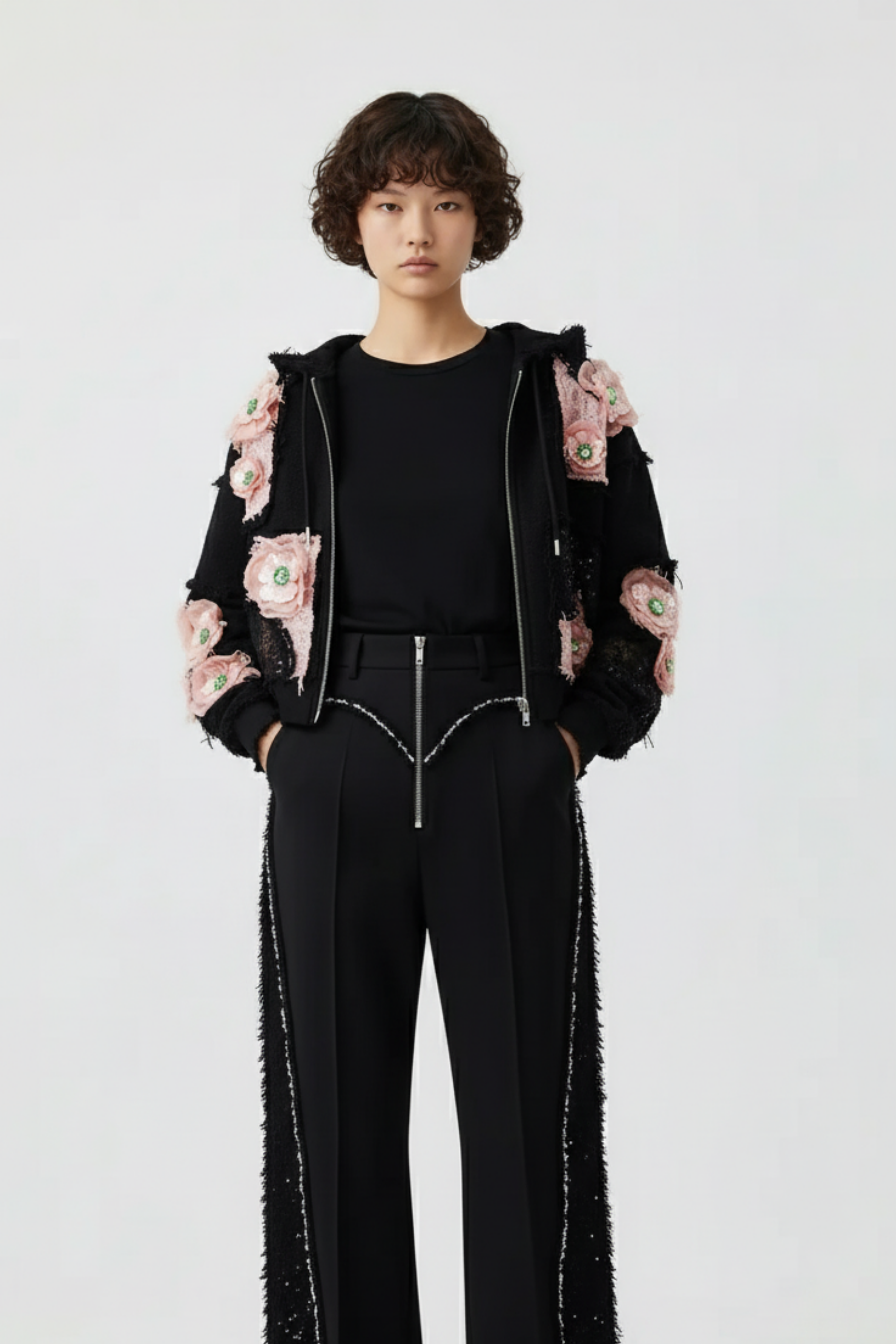 PINK FLORAL HOODIE