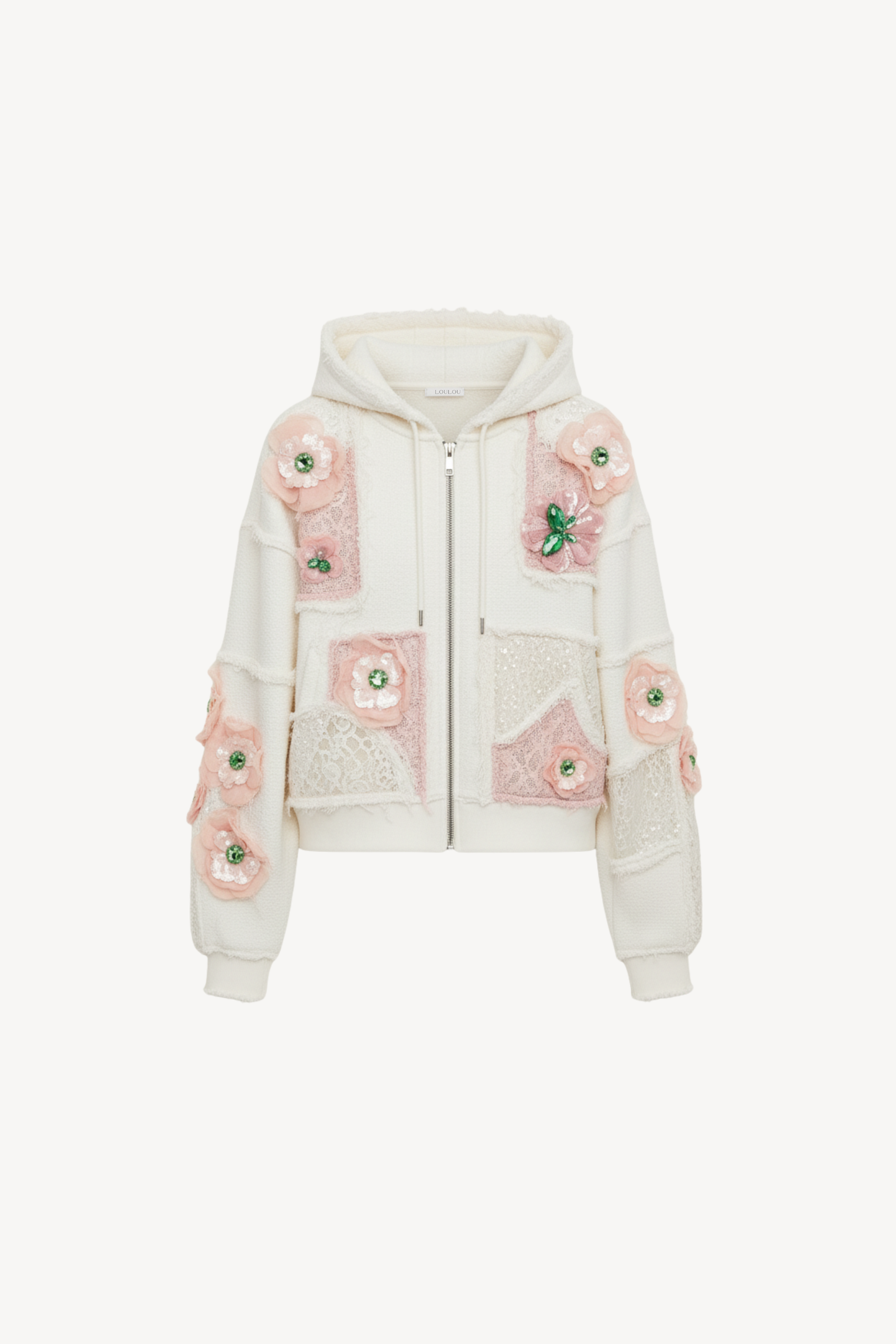 WHITE FLORAL HOODIE