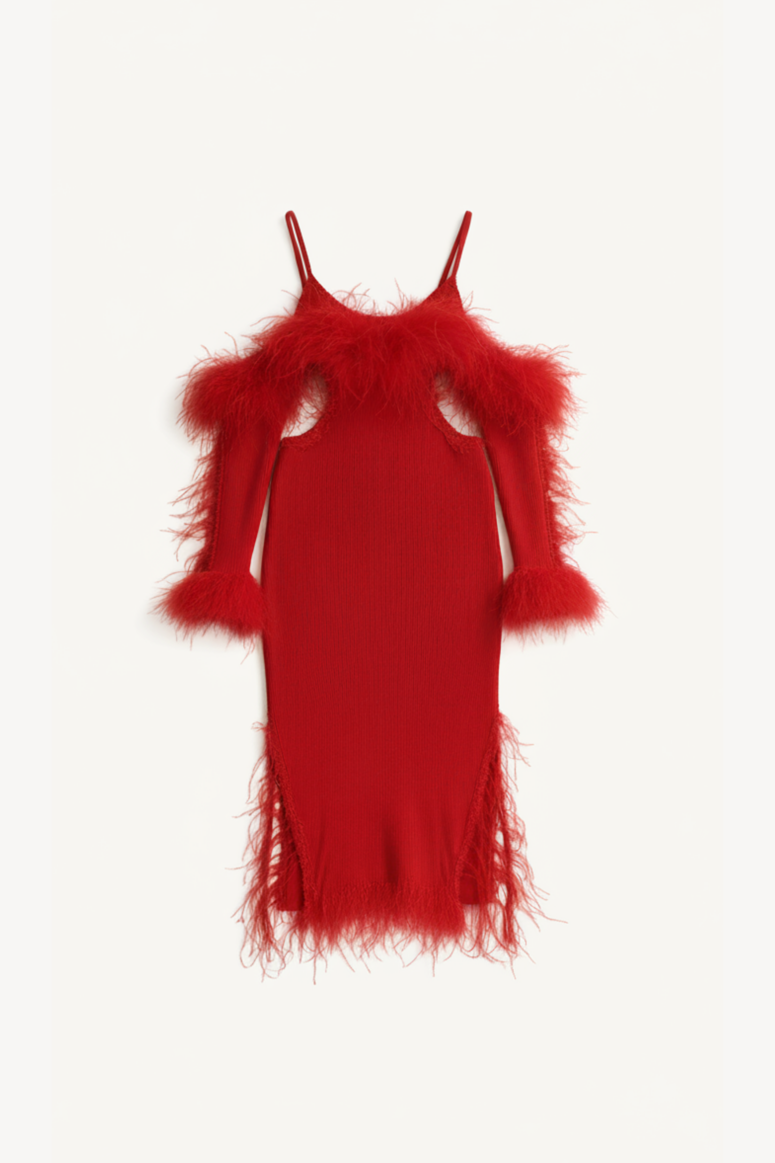 FEATHER TRIM DRESS