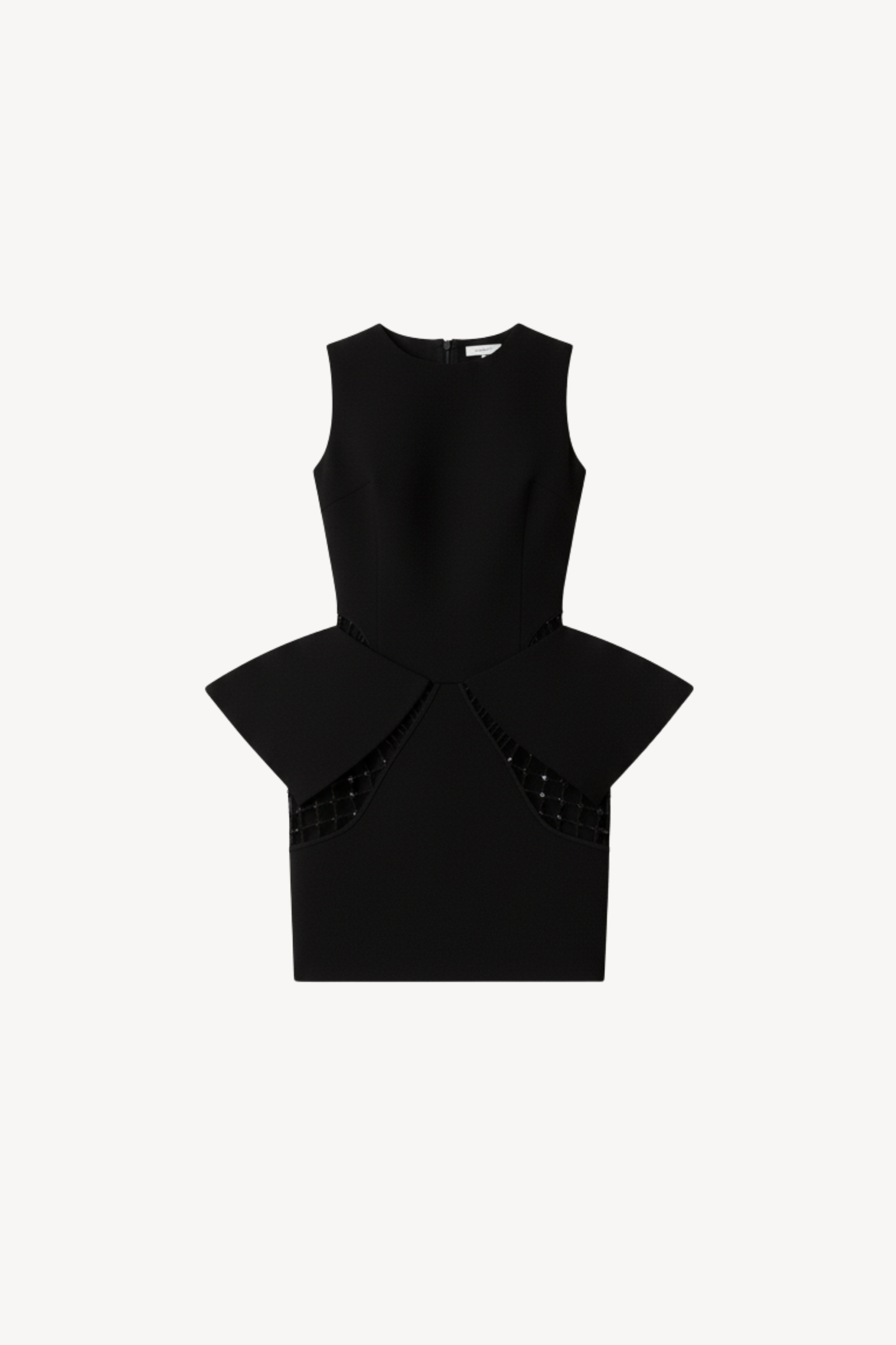 CRYSTAL PEPLUM MINI DRESS