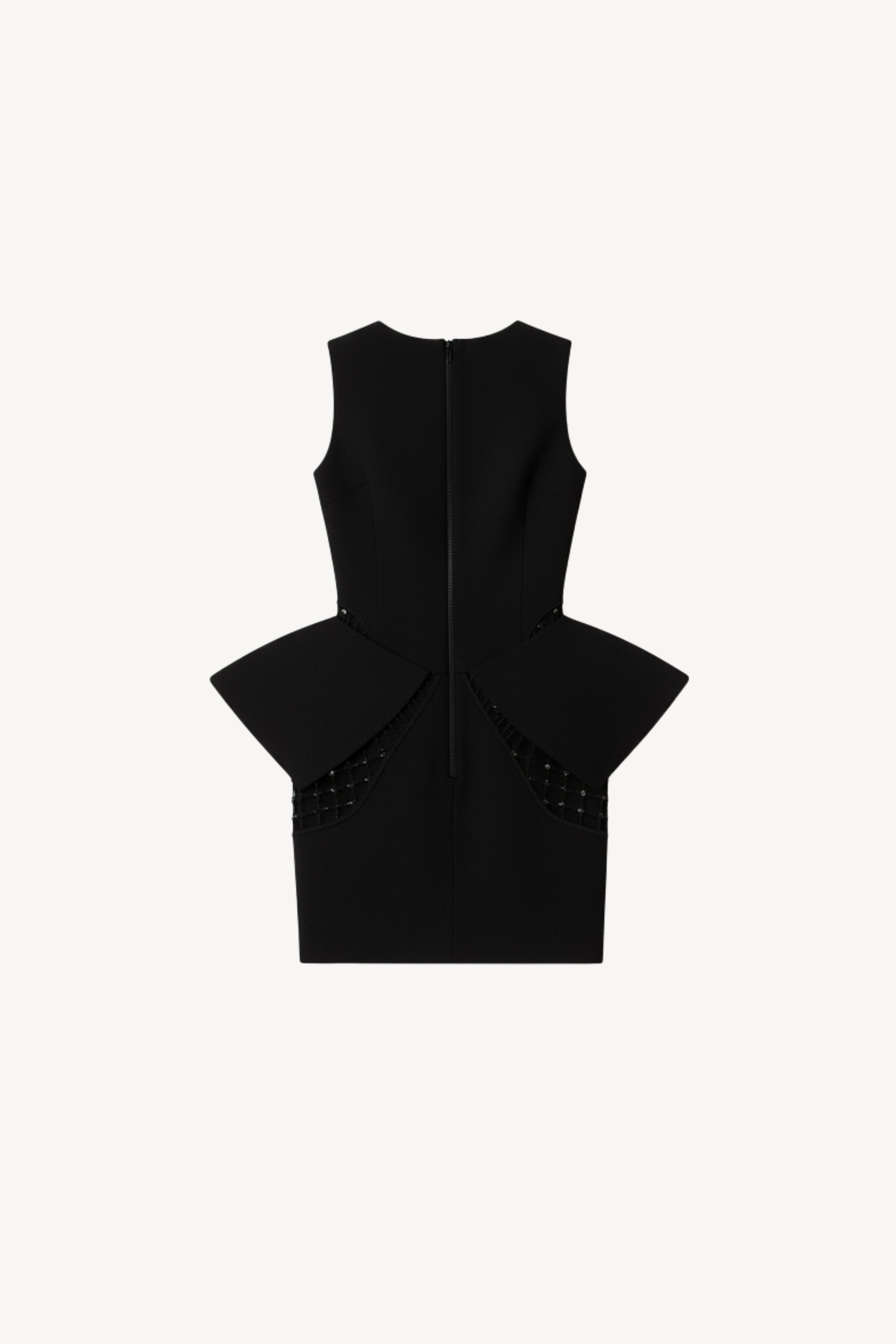 CRYSTAL PEPLUM MINI DRESS