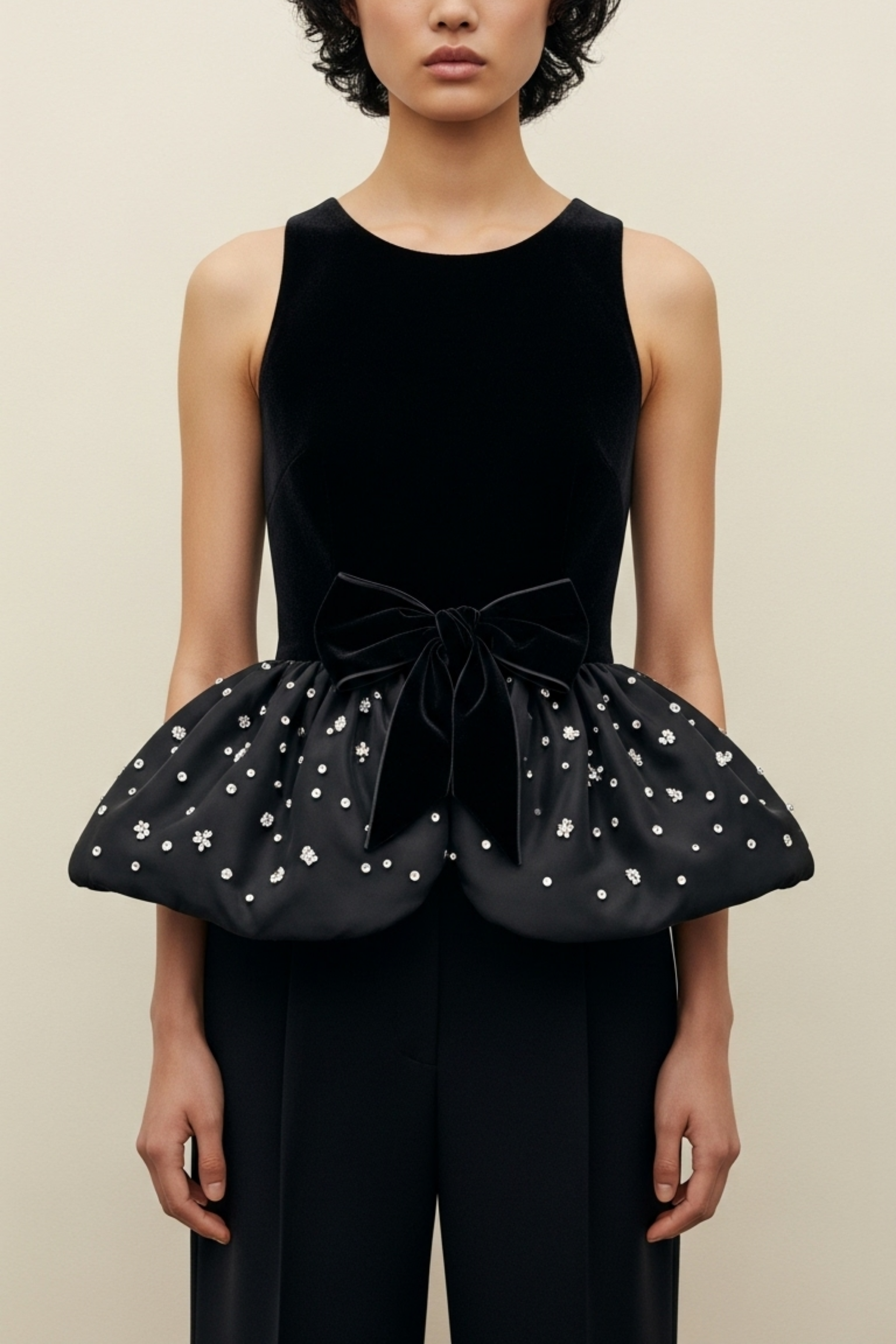CRYSTAL-PEPLUM TOP
