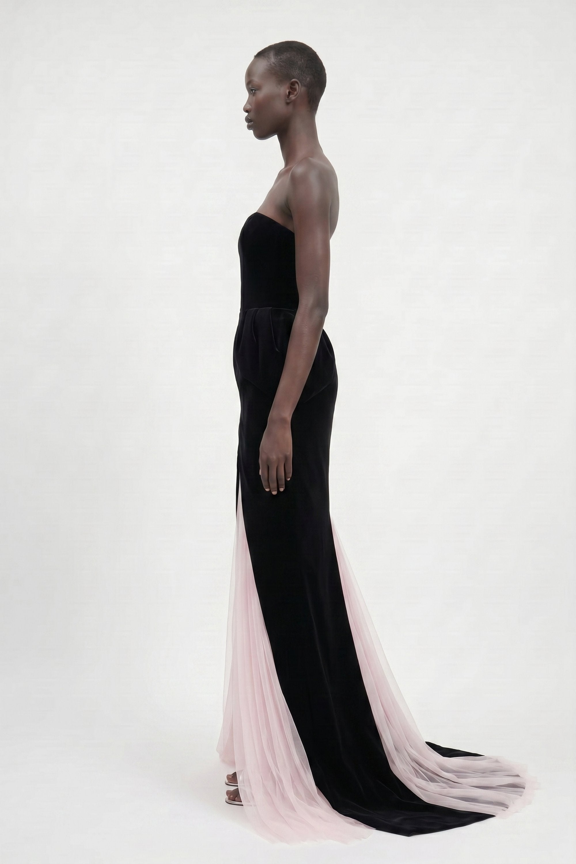 LOULOU Black Velvet Tulle Gown - photo 4