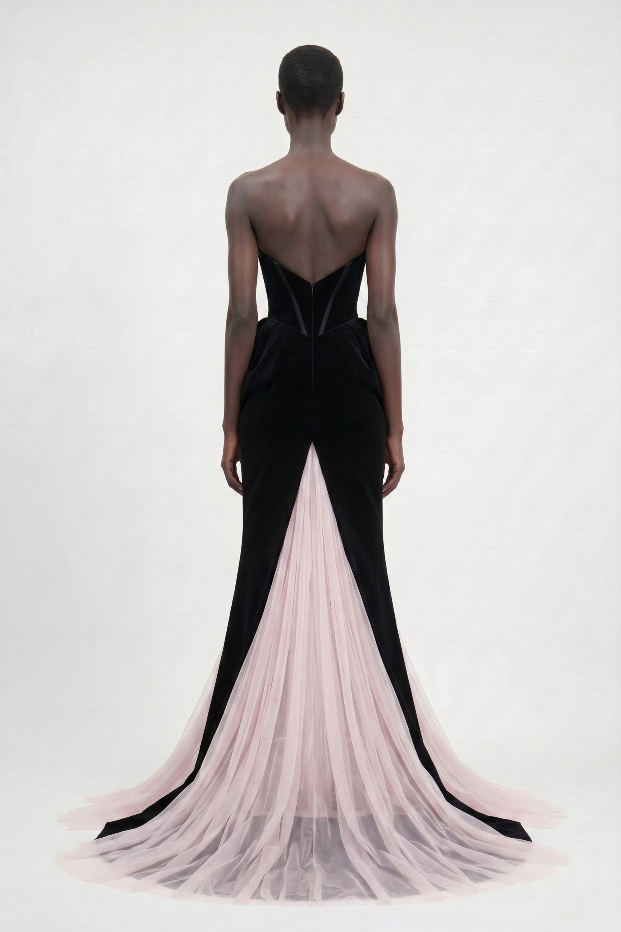 LOULOU Black Velvet Tulle Gown - photo 5