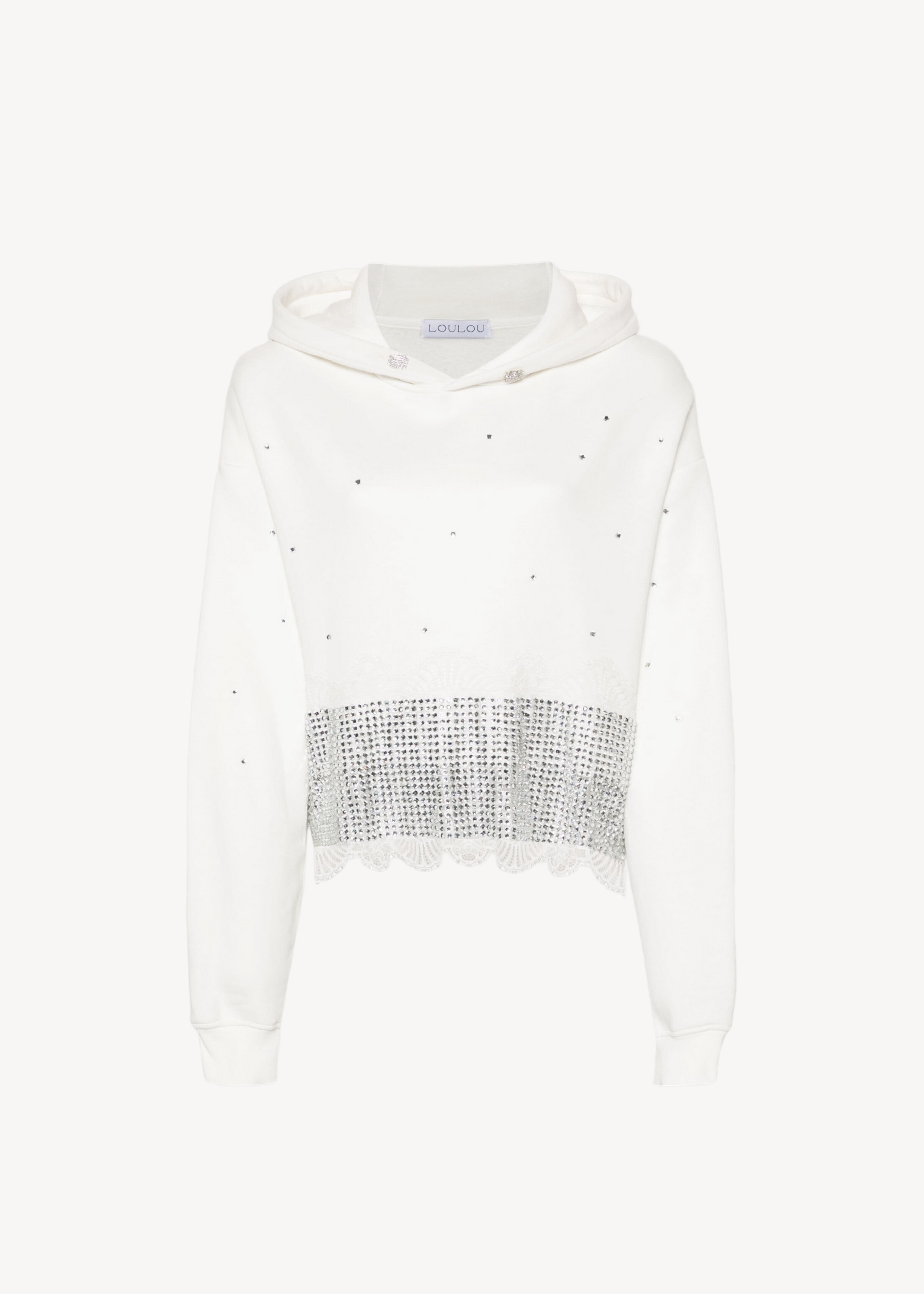 Crystal-embellished cotton hoodie