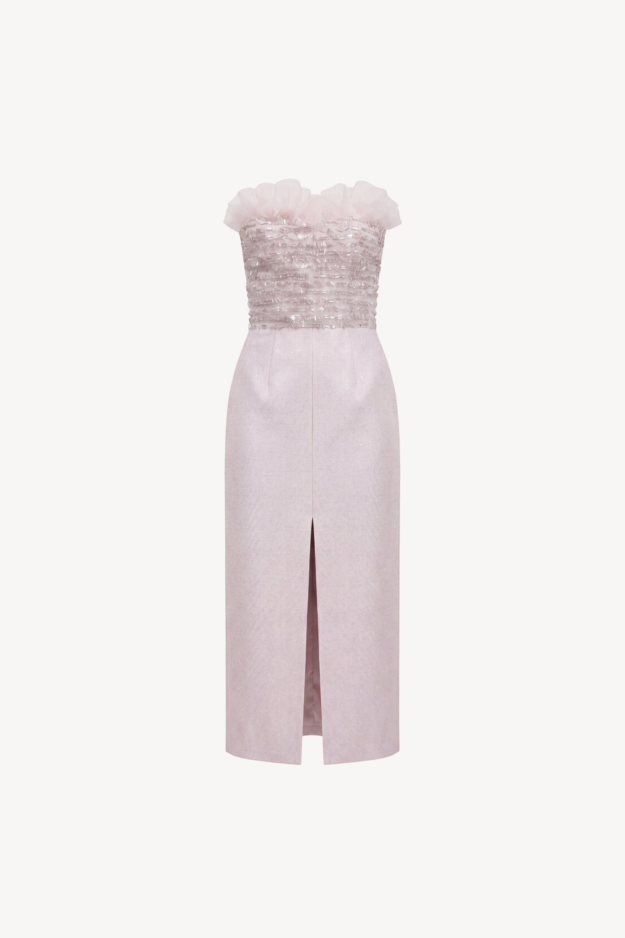 LOULOU Pink Crystal Corset Midi Dress - photo 1