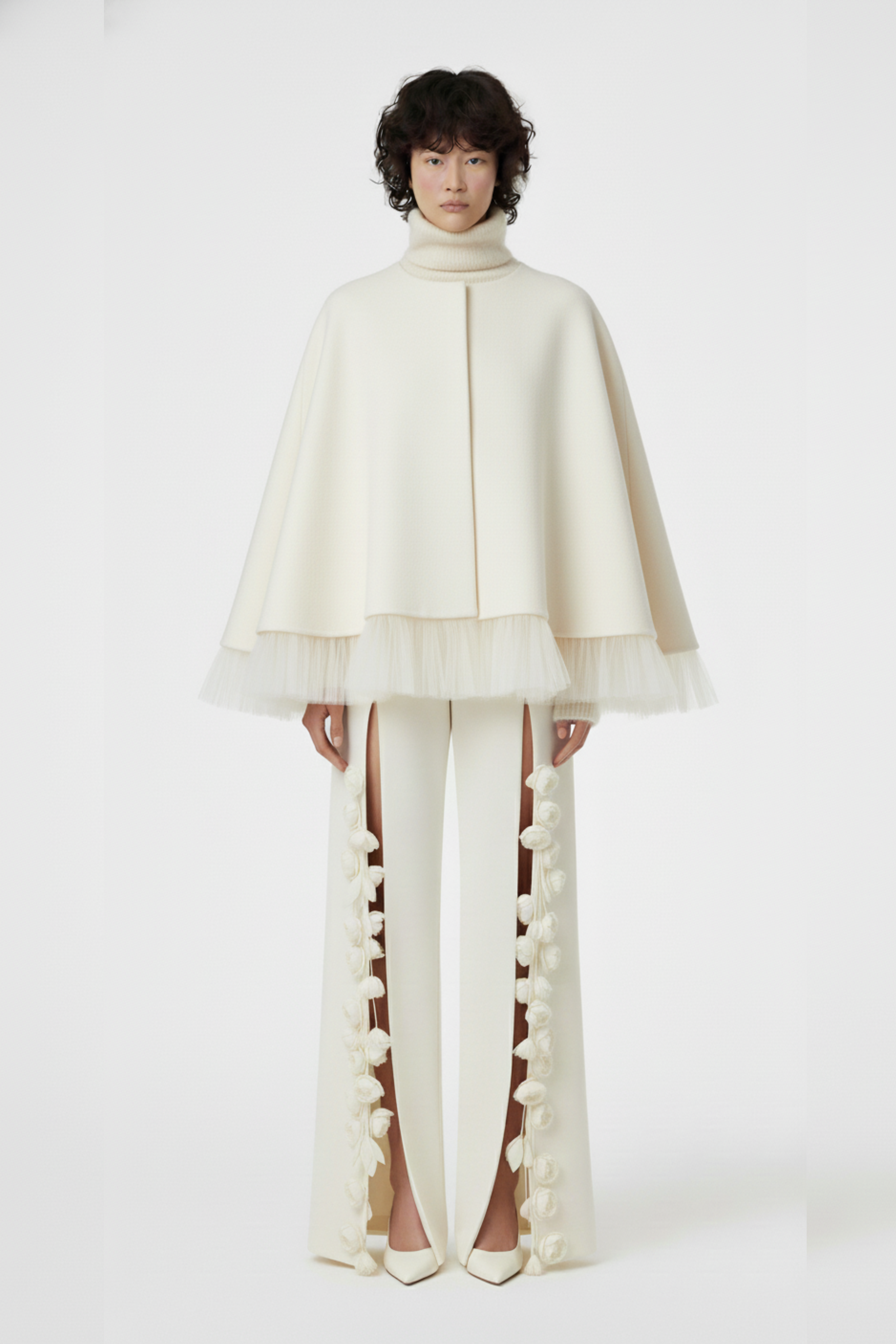 IVORY WOOL CAPE