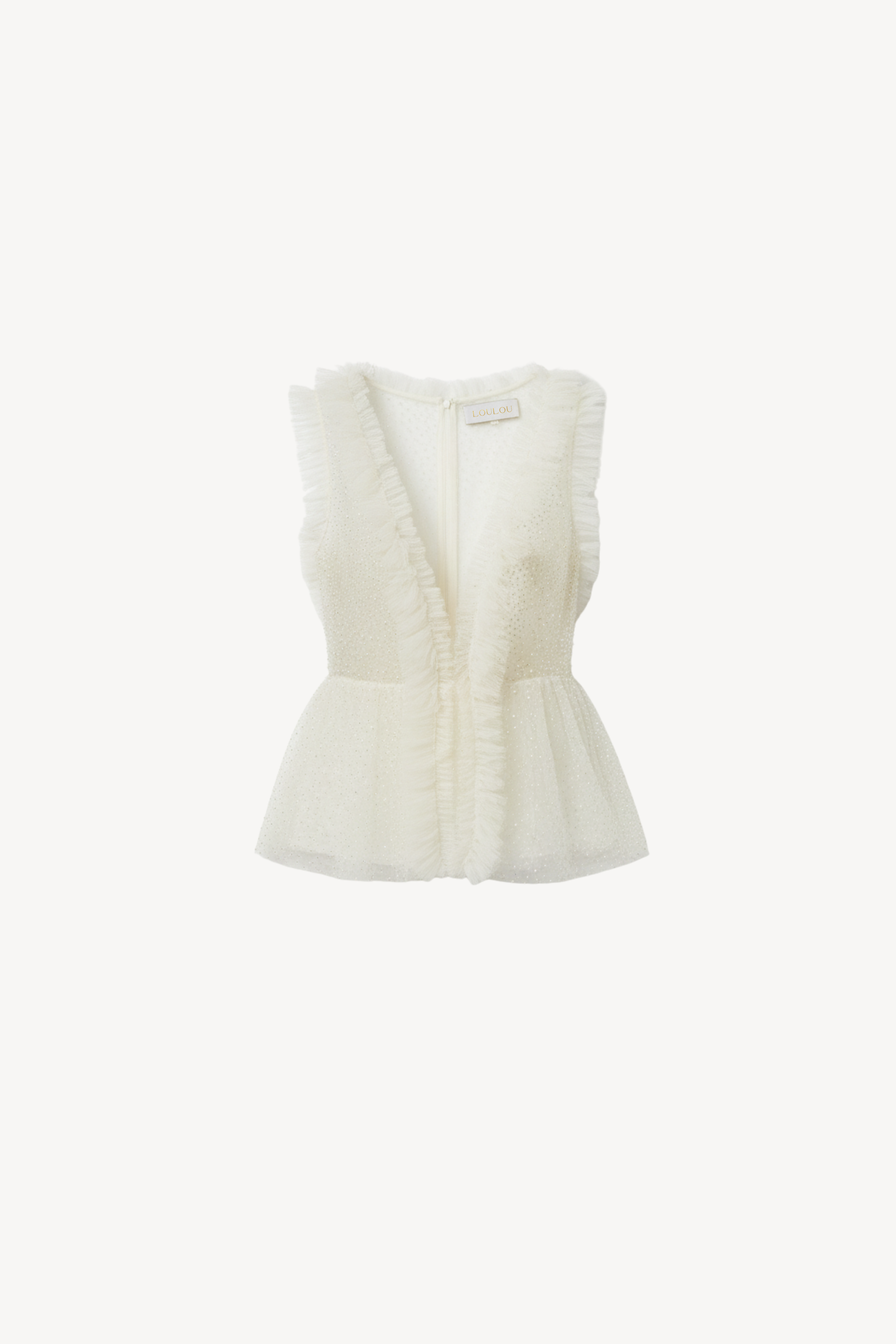 IVORY TULLE PEPLUM TOP