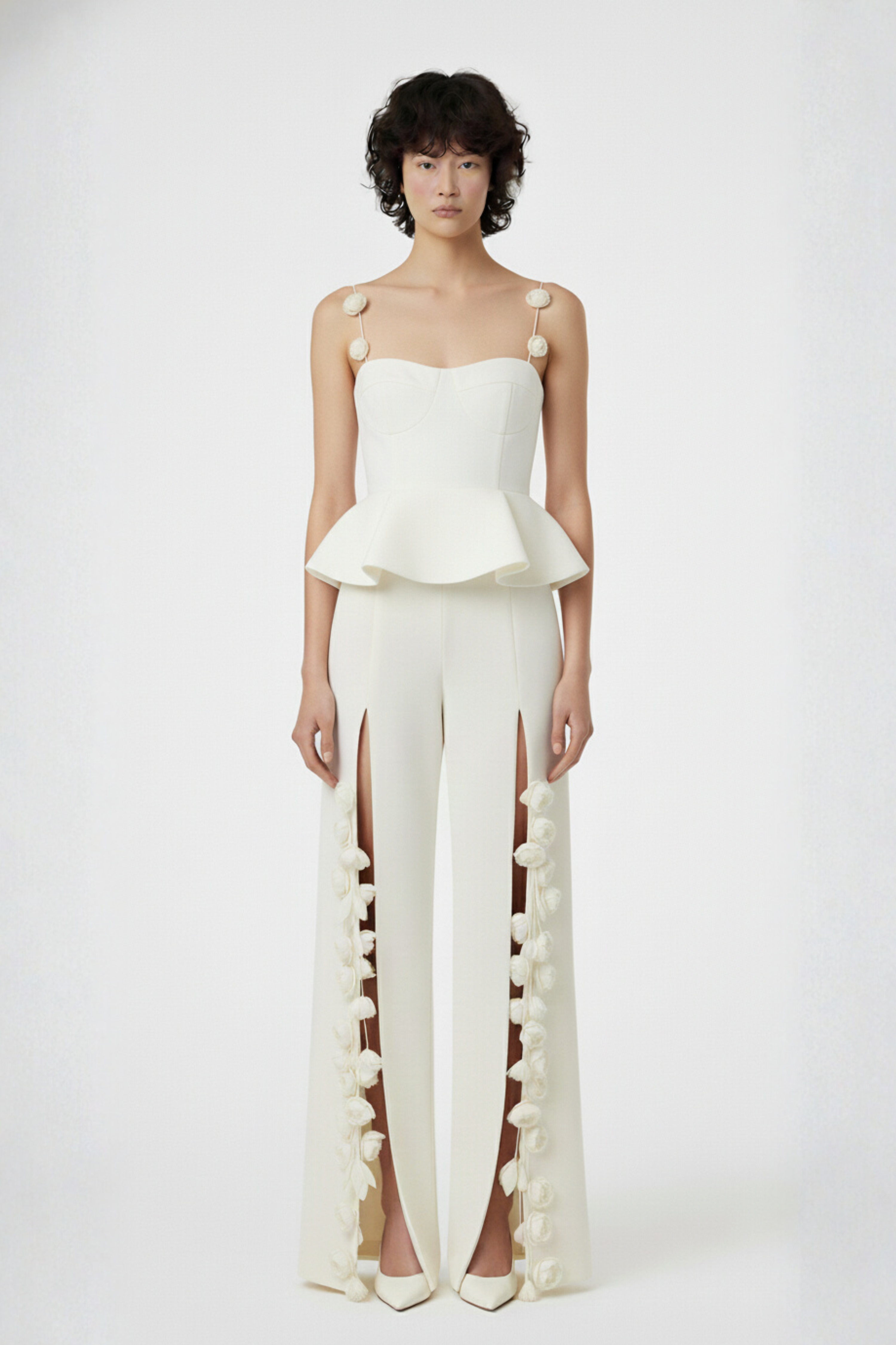 IVORY CRÊPE PEPLUM TOP