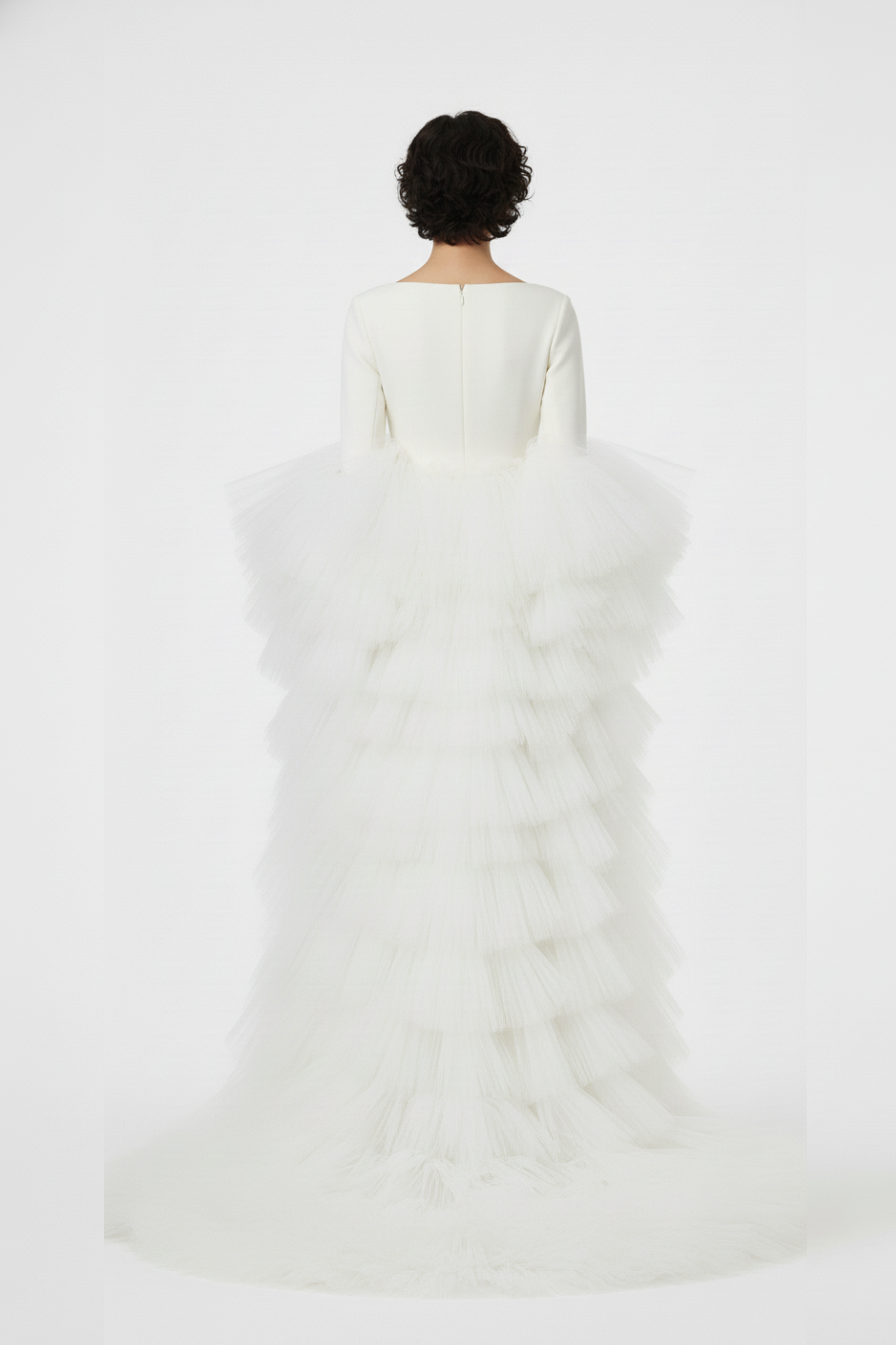IVORY RUFFLED TULLE CAPE
