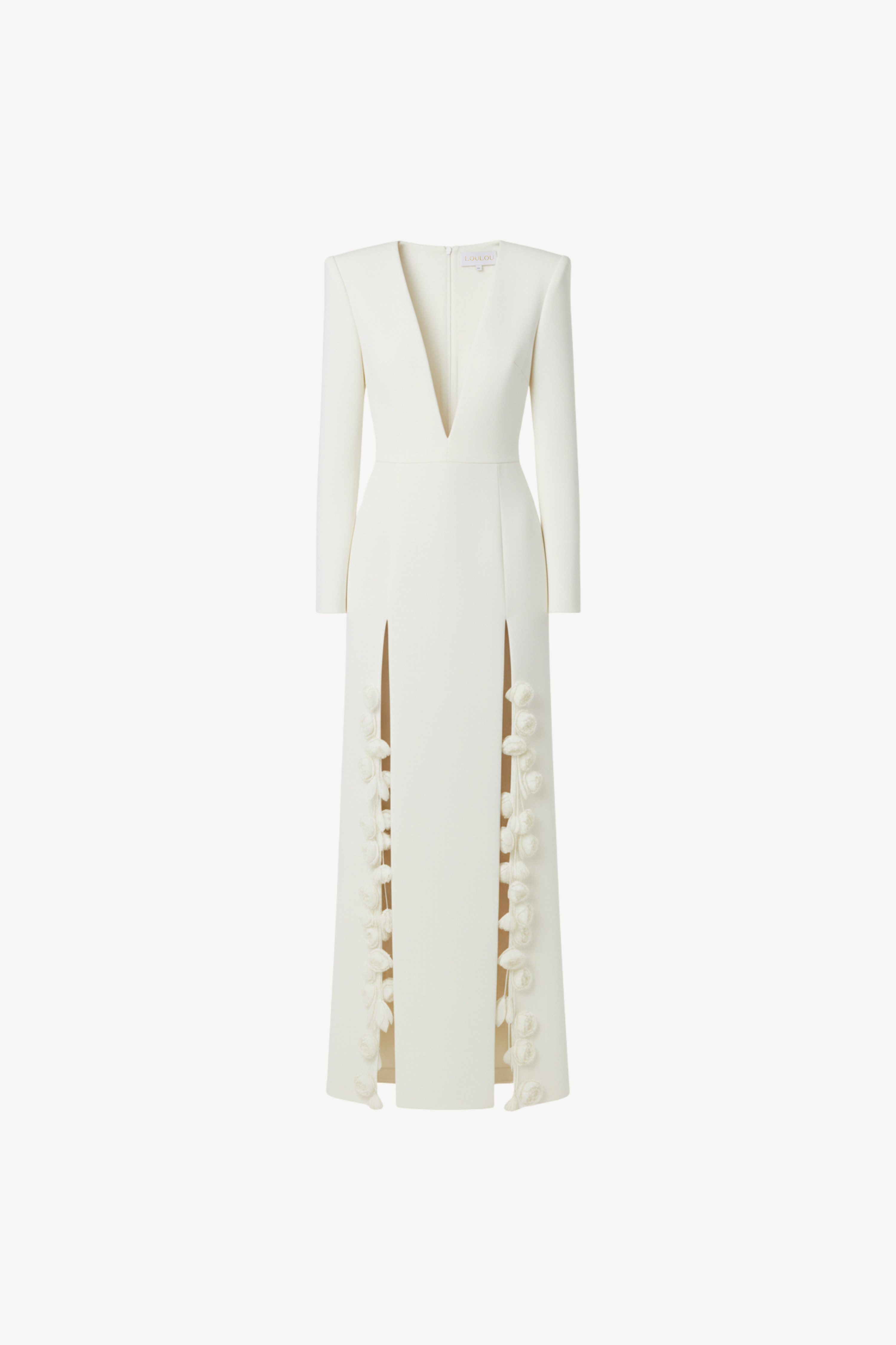 IVORY ROSE-SLIT GOWN