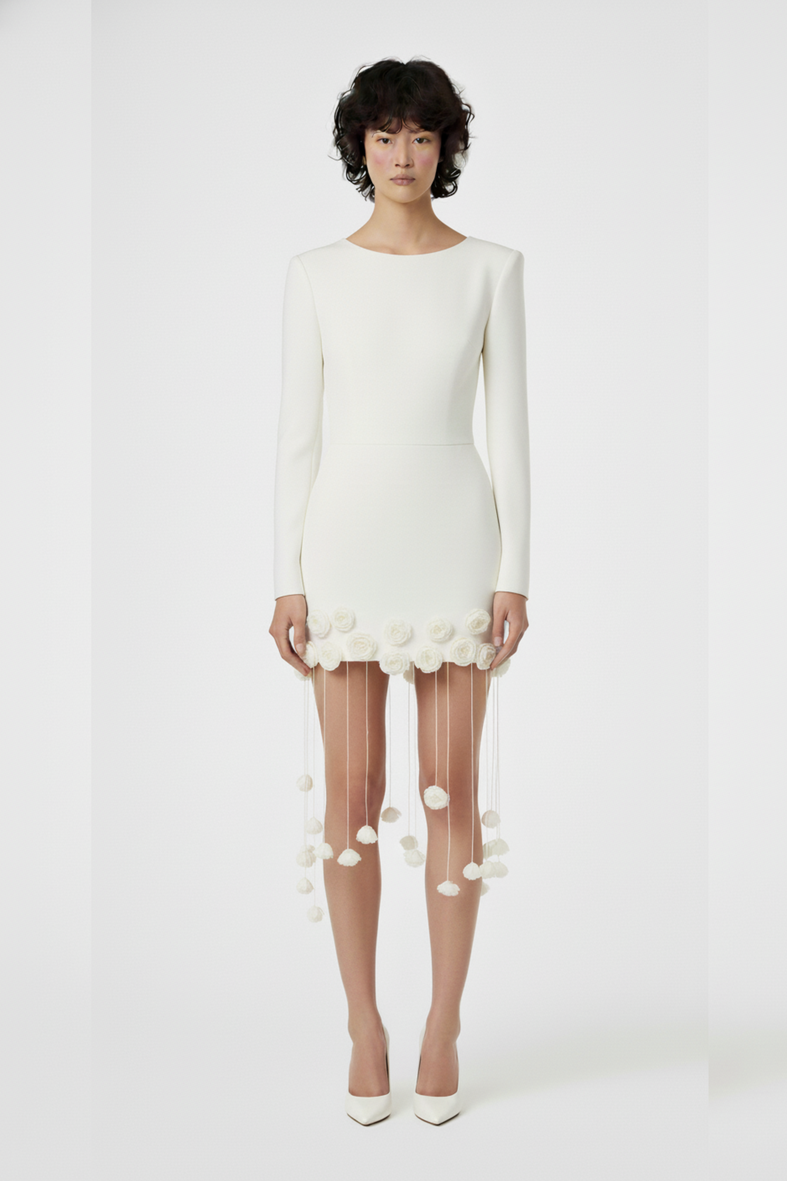 IVORY ROSE HEM MINI DRESS