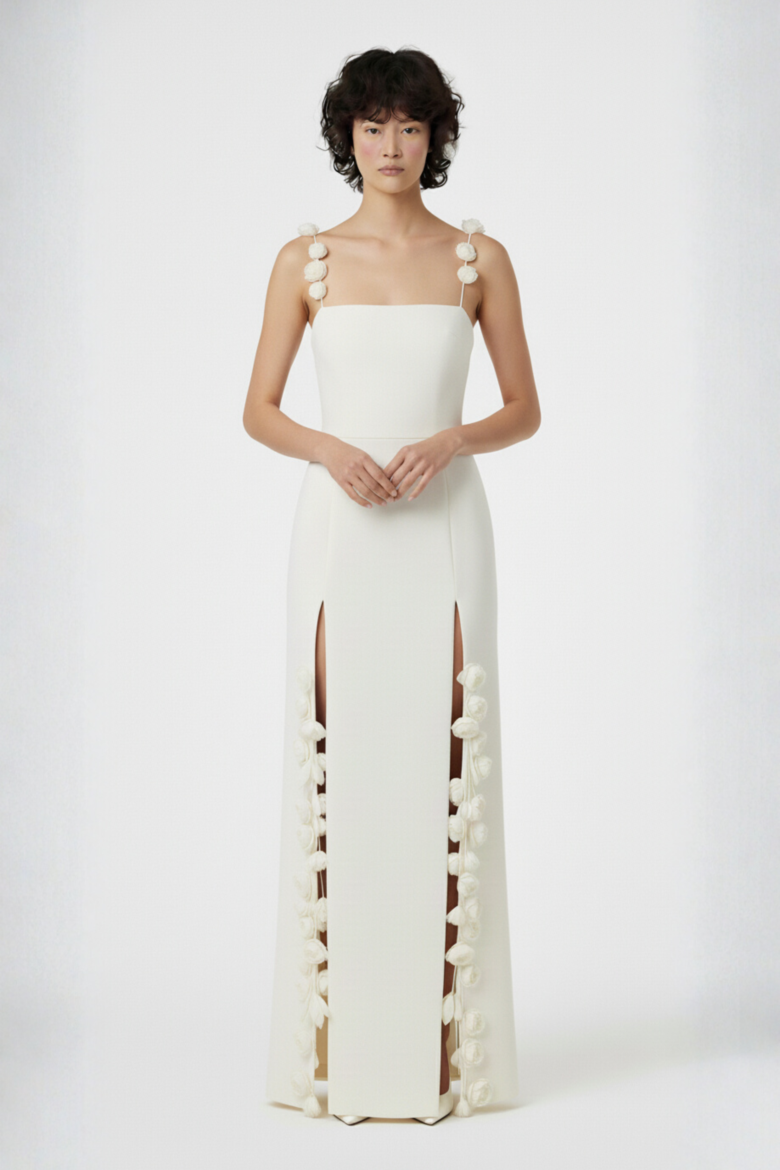 IVORY ROSE-STRAP GOWN