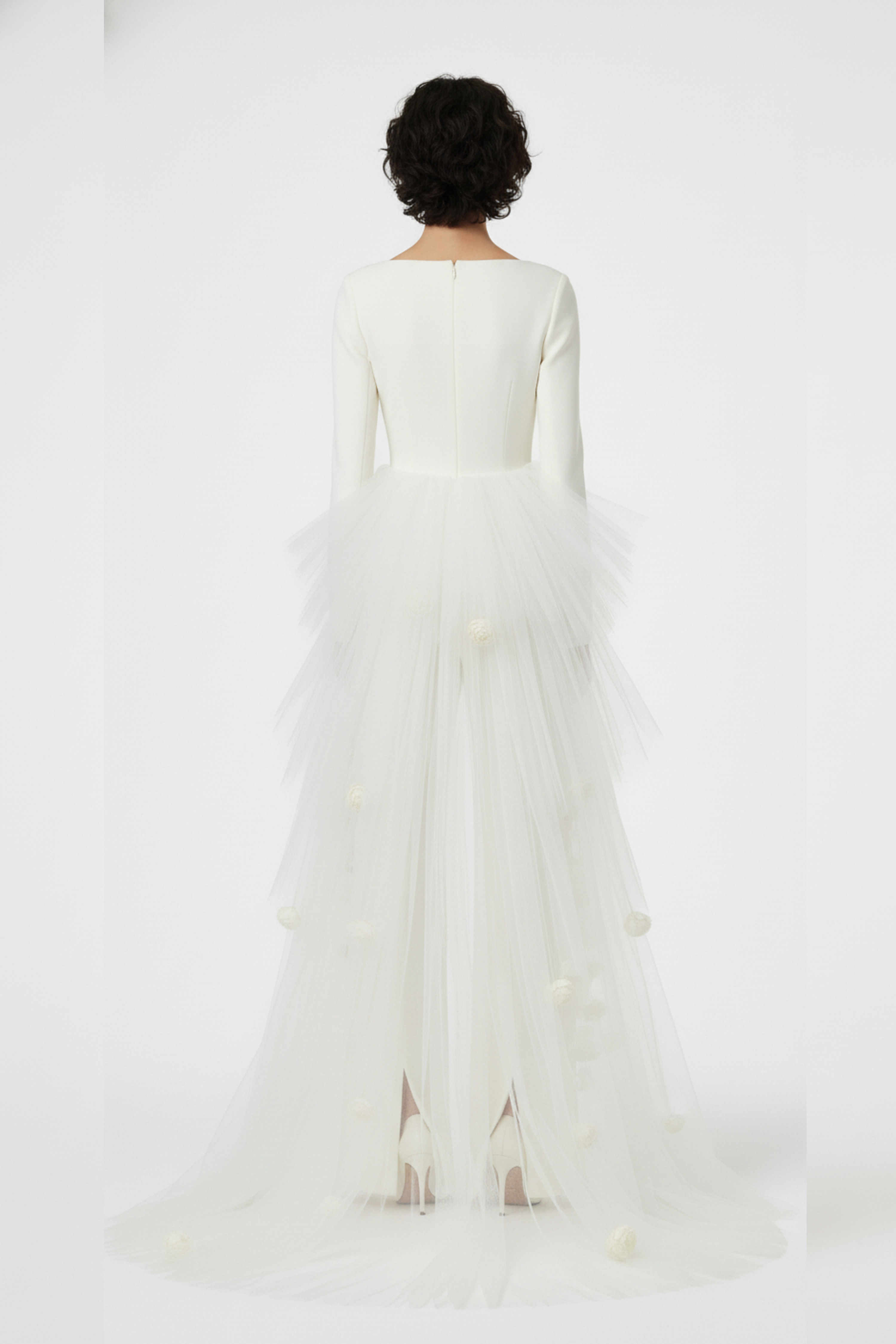 IVORY ROSETTE TULLE CAPE