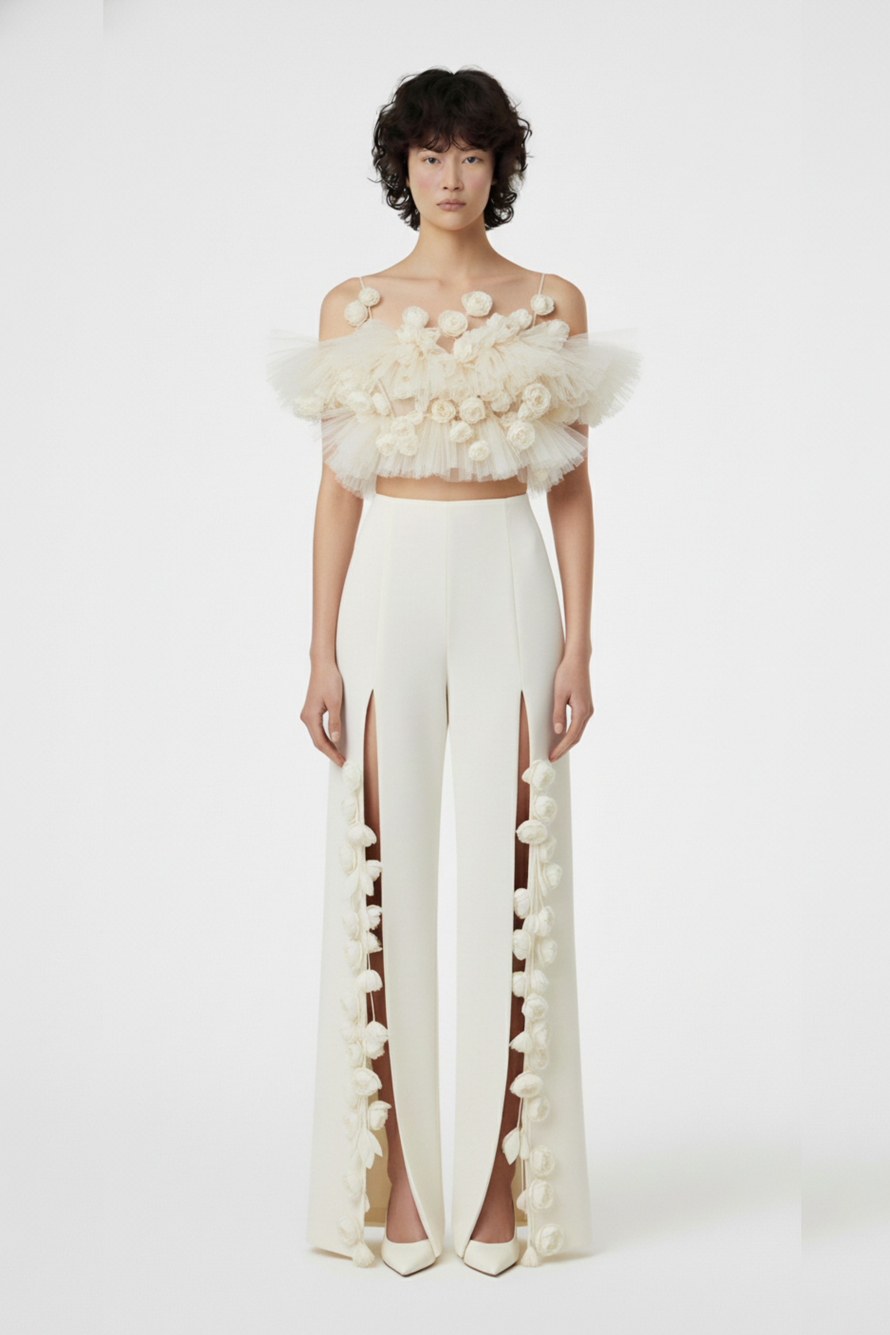 IVORY TULLE ROSE TOP