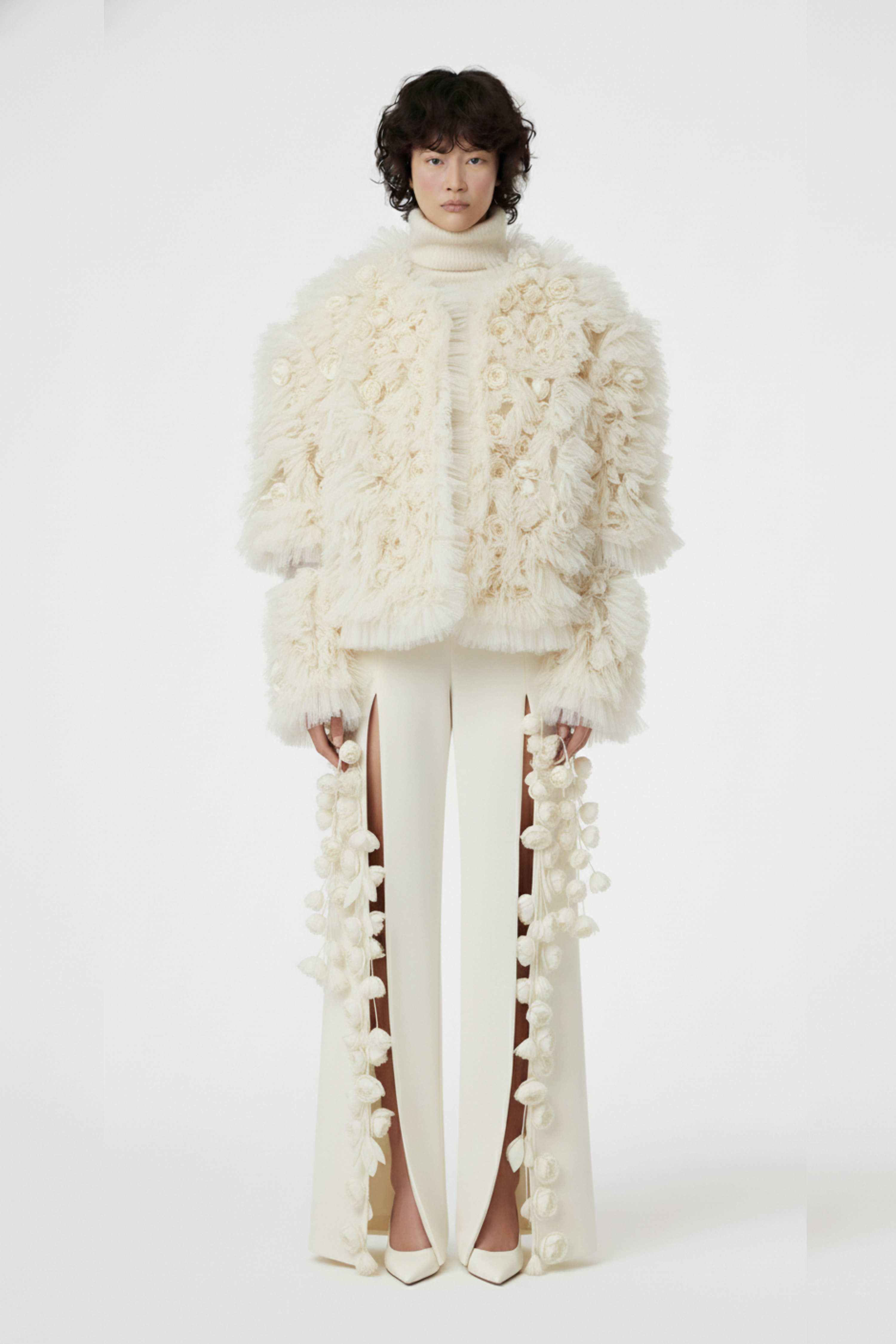IVORY TULLE ROSE JACKET