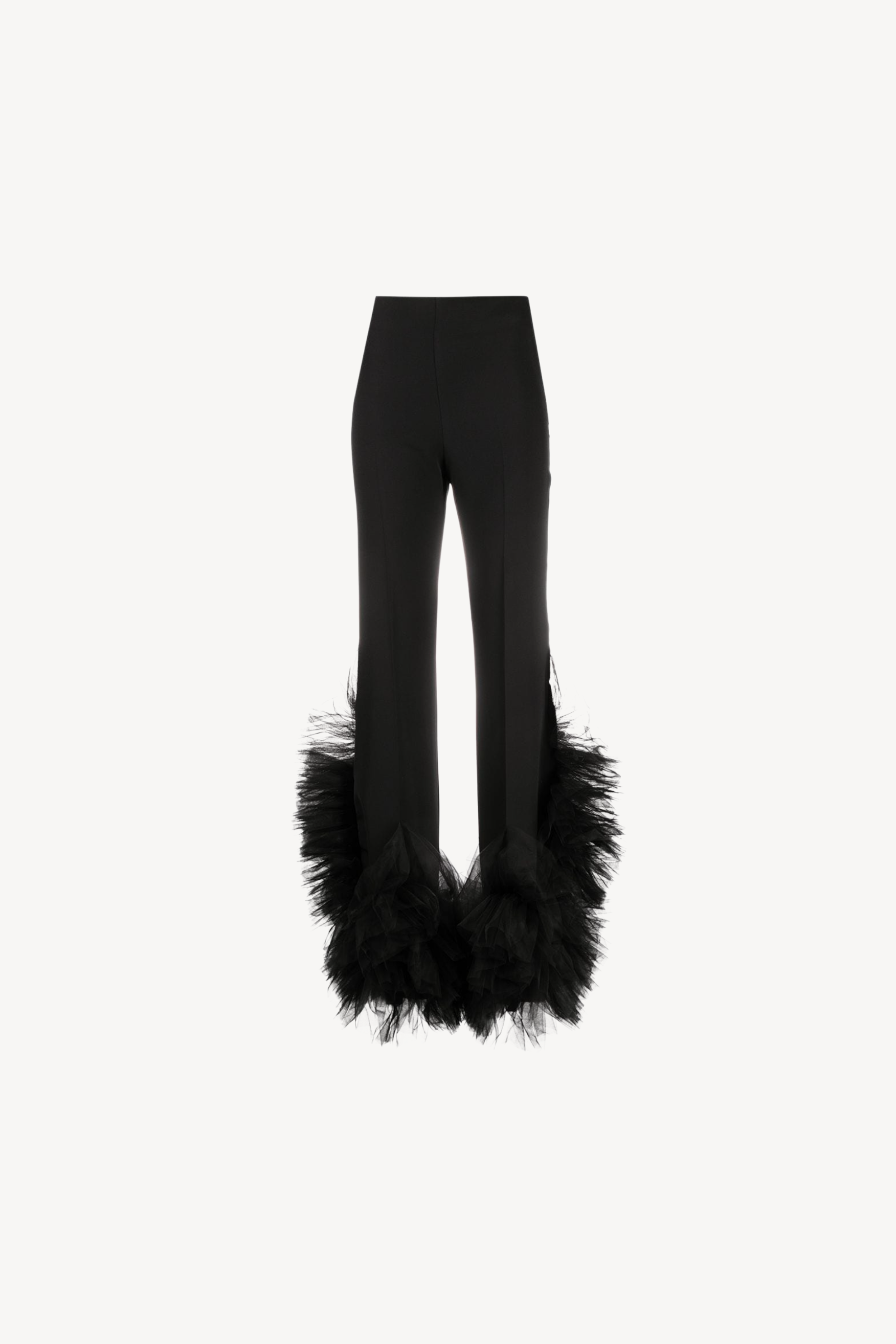 FLARED CRÊPE PANTS WITH TULLE HEM